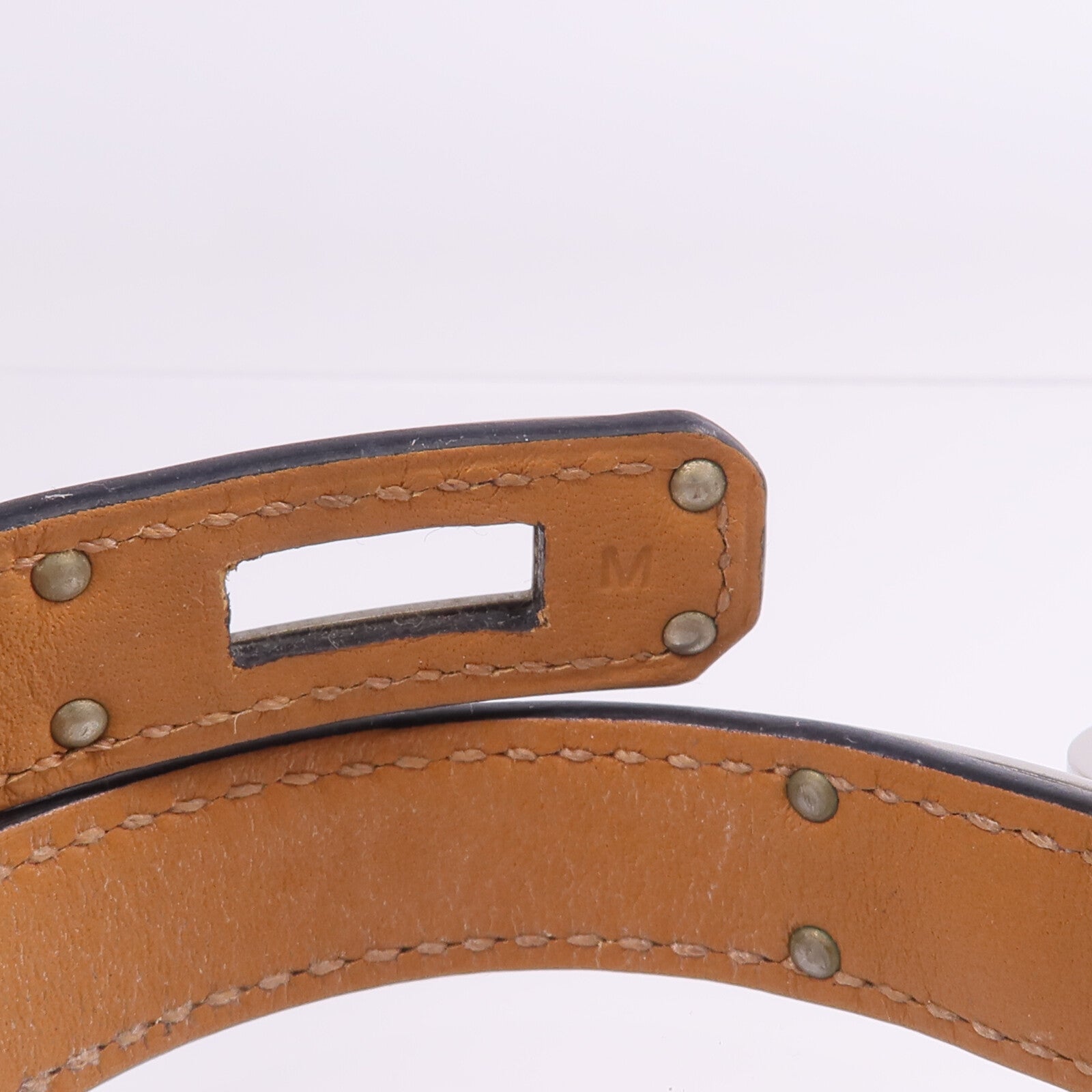 HERMES Boxcalf皮革Kelly Double Tour Bracelet銀扣手帶
