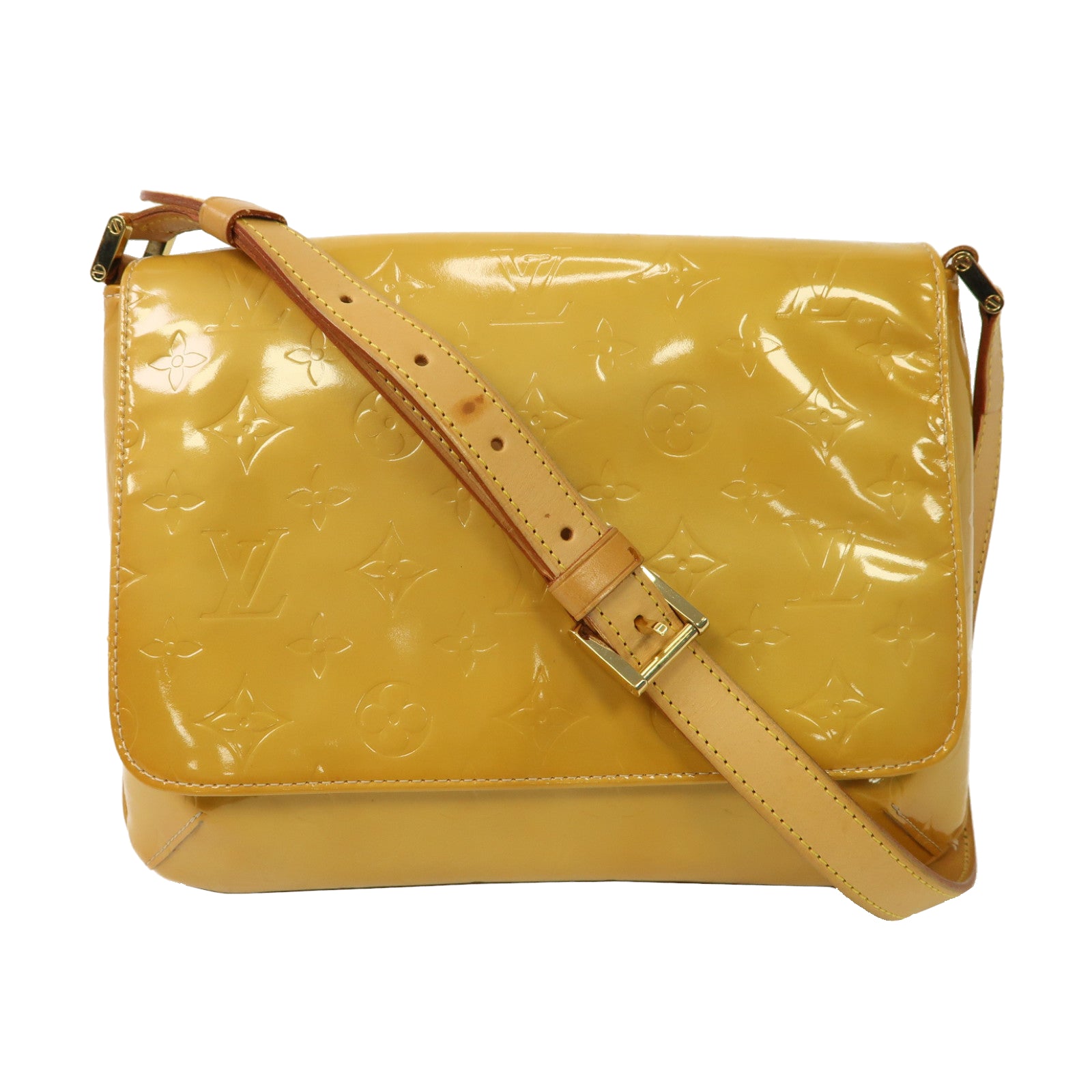 LOUIS VUITTON 【激減優惠】Monogram Vernis Thompson Street金扣肩背袋黃色
