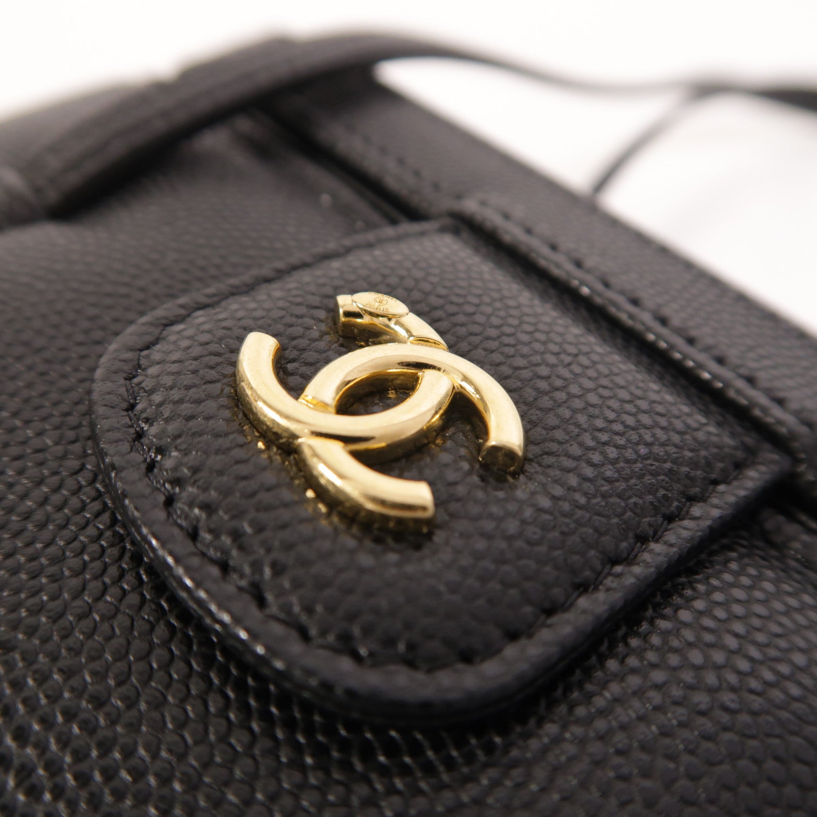CHANEL 牛皮皮革Preppy Vanity Case金扣肩背袋