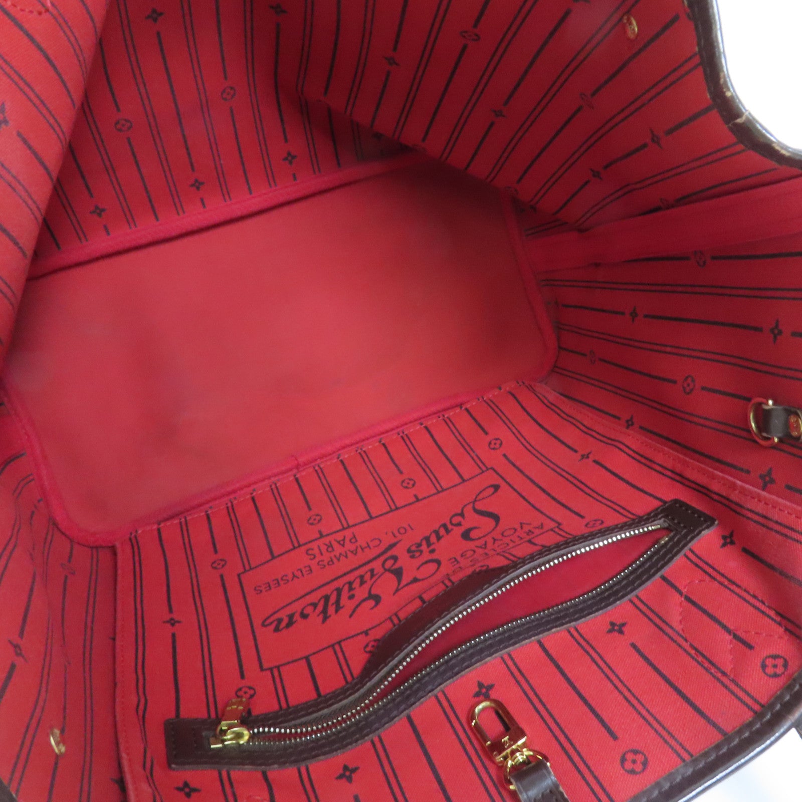 LOUIS VUITTON Damier Neverfull MM金扣肩背袋/手挽袋