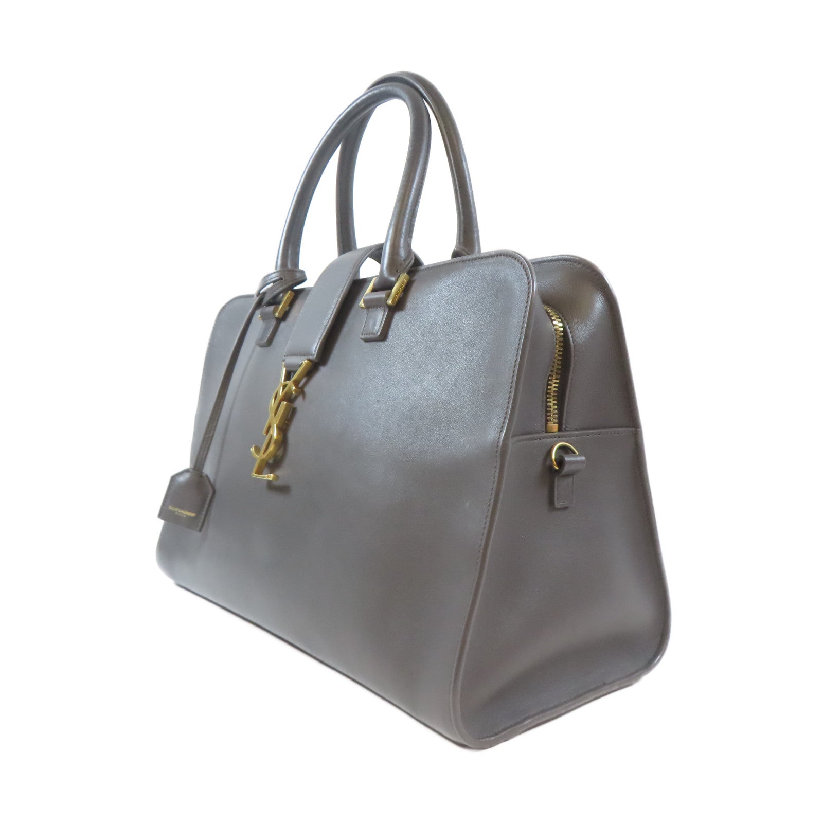 SAINT LAURENT 牛皮皮革2 Way Shoulder Bag金扣手挽肩背兩用袋灰色