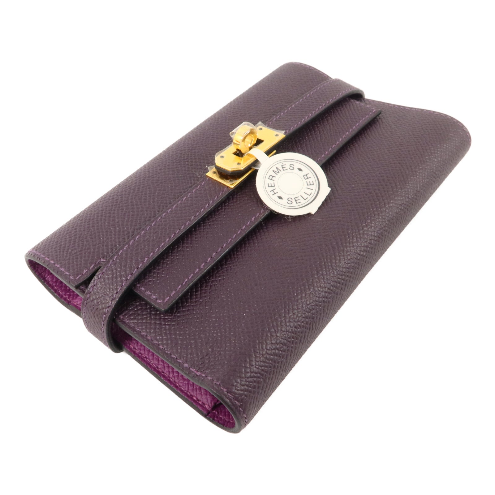 HERMES Epsom皮革Kelly Depliant Medium Wallet錢包Rouge Sellier
