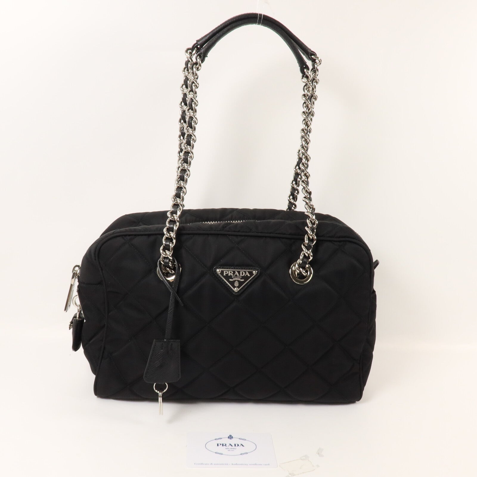 PRADA 尼龍Quilted Tessuto鏈帶肩背袋