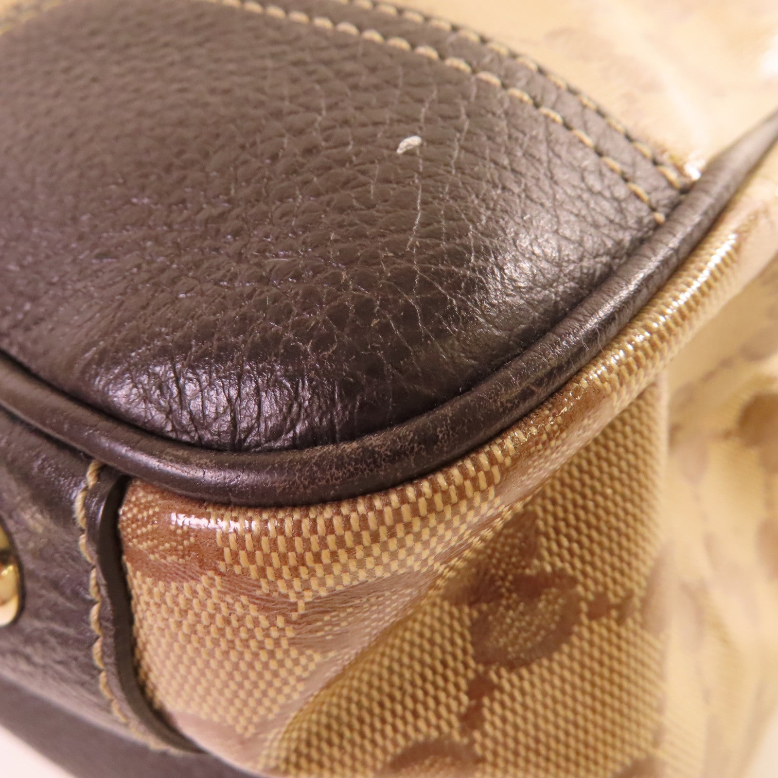 GUCCI 【激減優惠】塗層帆布Shoulder Bag金扣肩背袋啡色