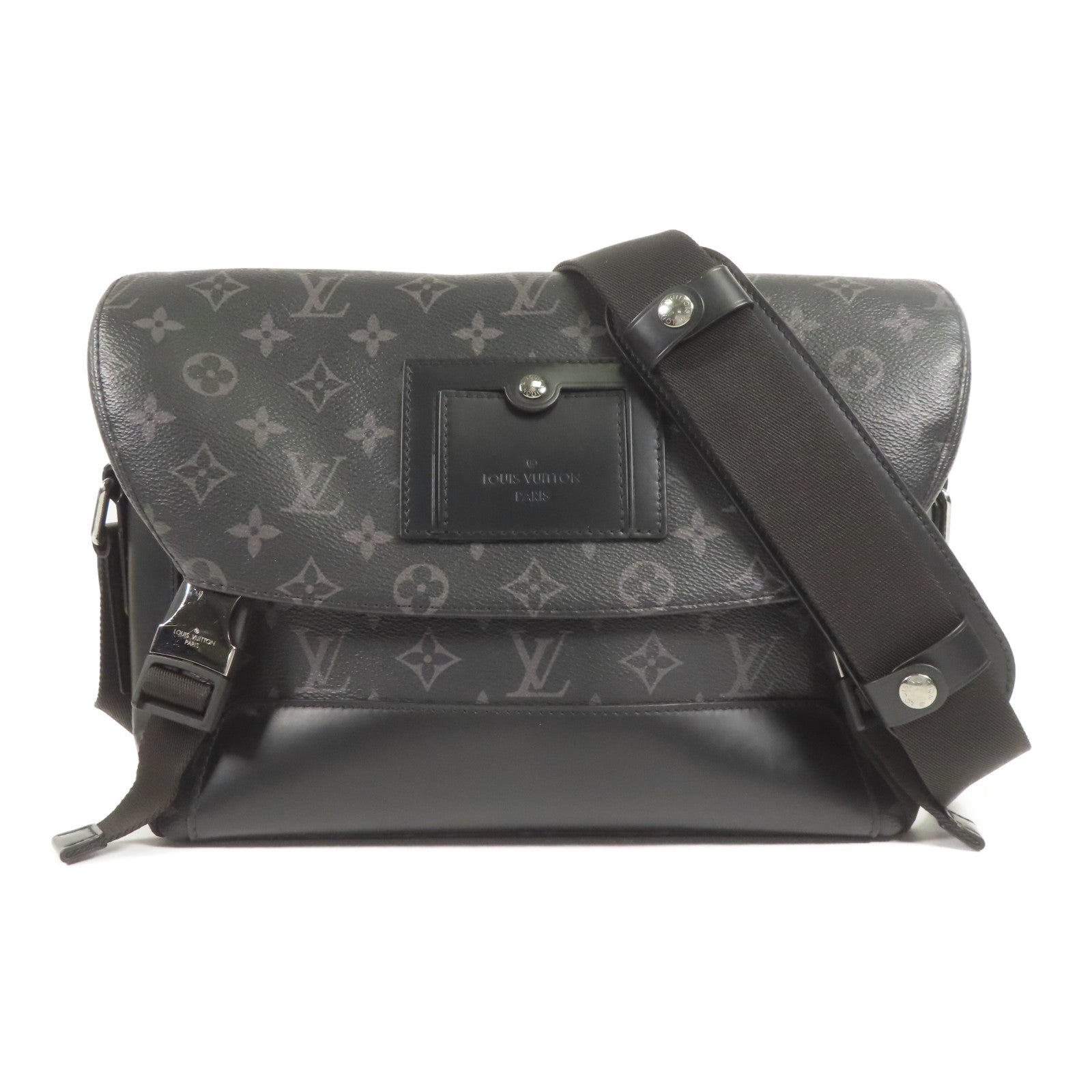 LOUIS VUITTON Monogram Eclipse Messenger PM Voyager銀扣肩背袋