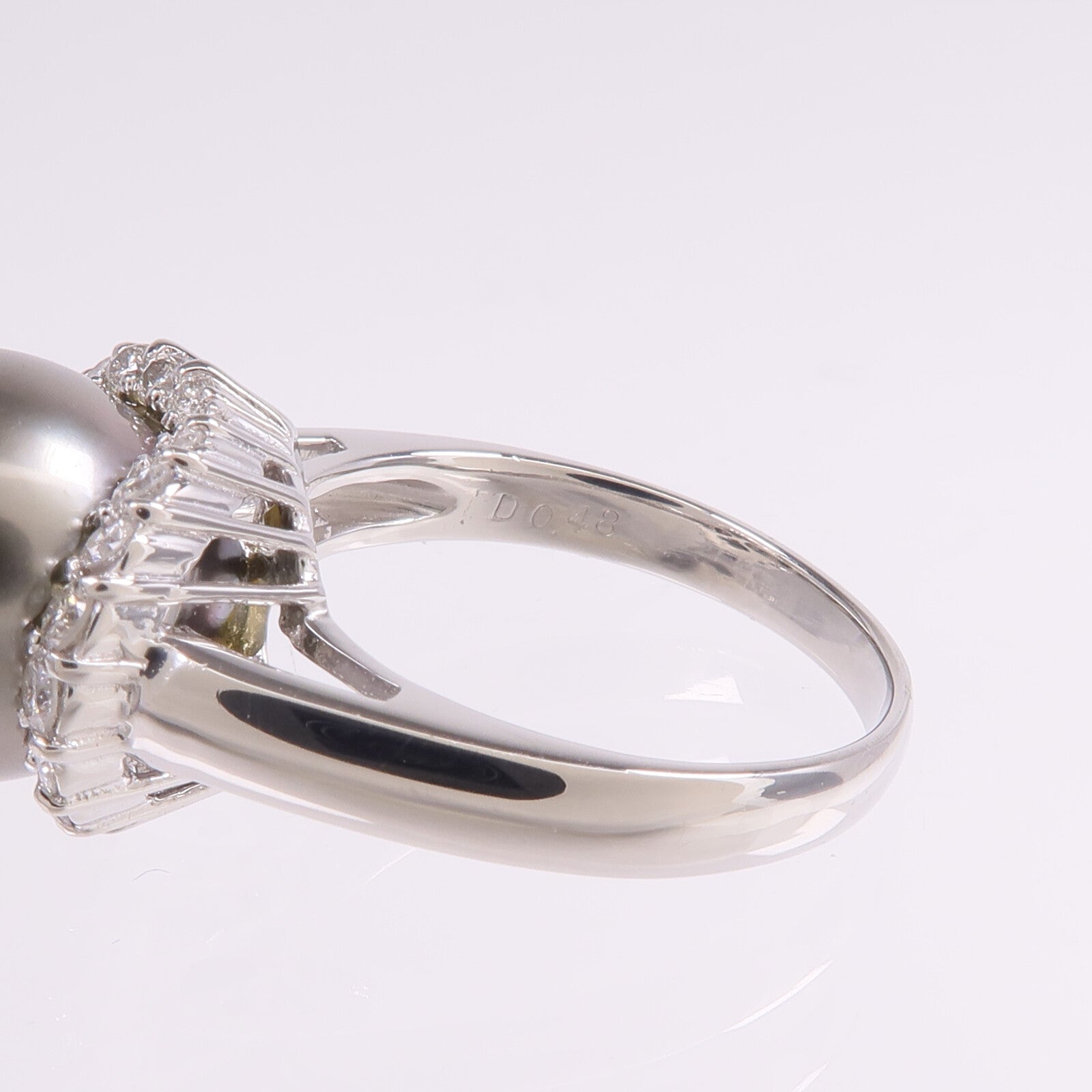 JEWELRY PT900鉑金Pearl Diamond Ring珍珠/鑽石戒指US#7.25