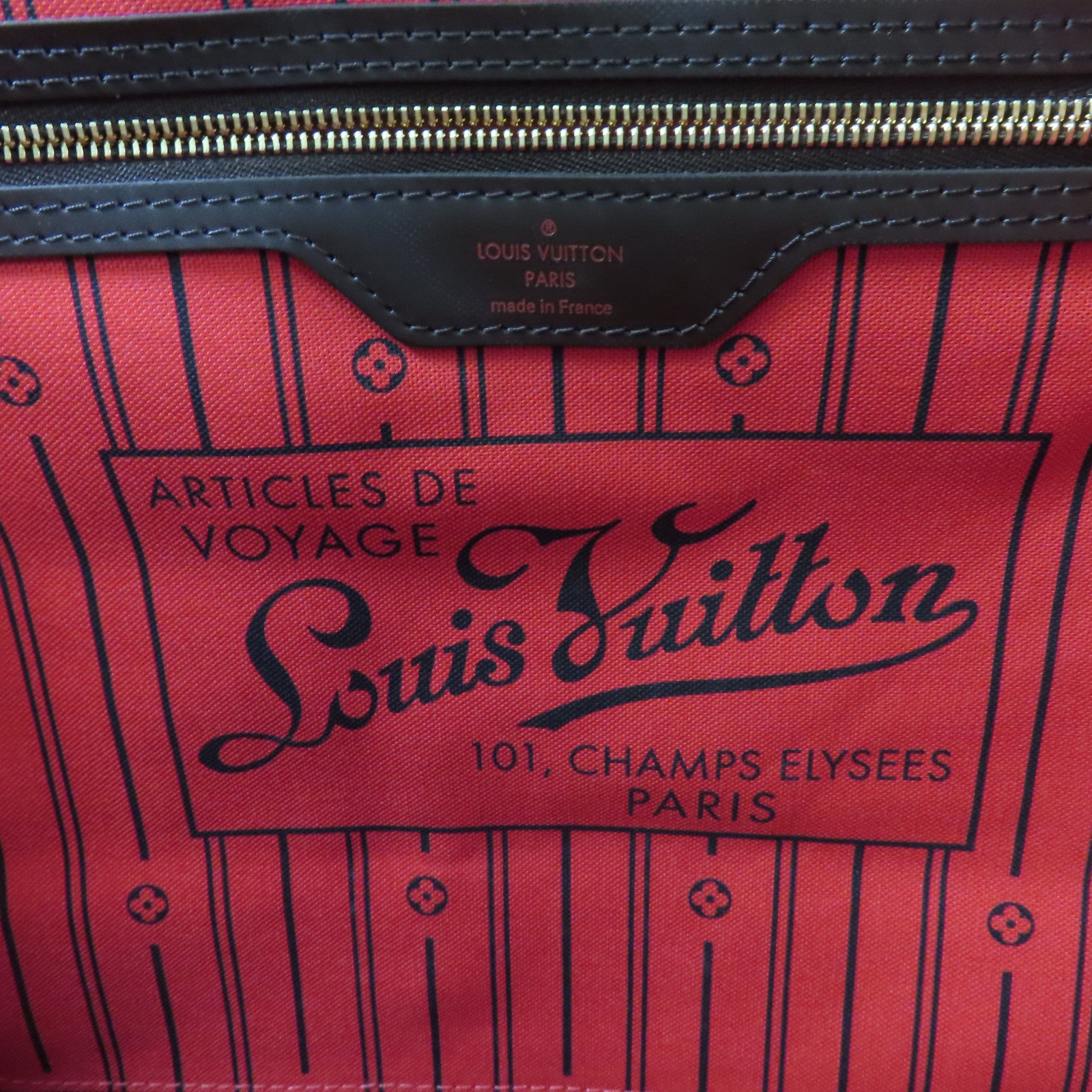 LOUIS VUITTON Damier Neverfull MM金扣肩背袋/手挽袋