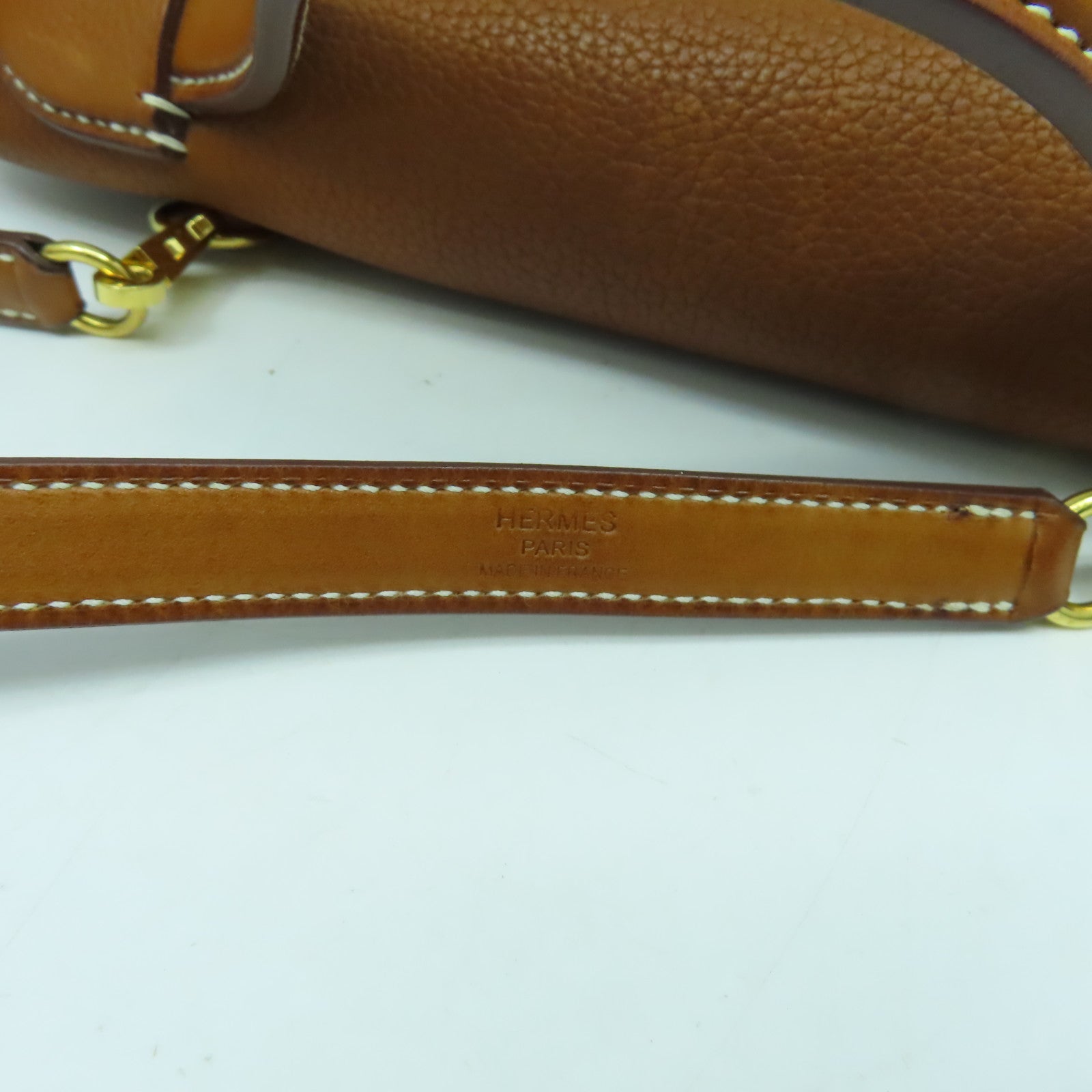 HERMES 【清倉大減價】Berenie皮革24/24金扣手挽肩背兩用袋啡色