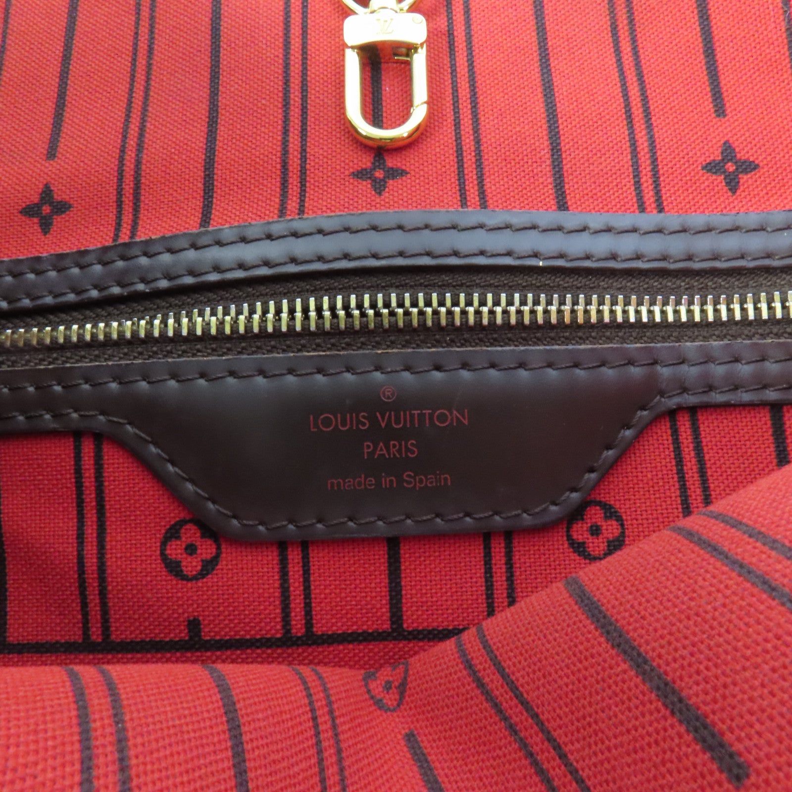 LOUIS VUITTON Damier Neverfull MM金扣肩背袋/手挽袋