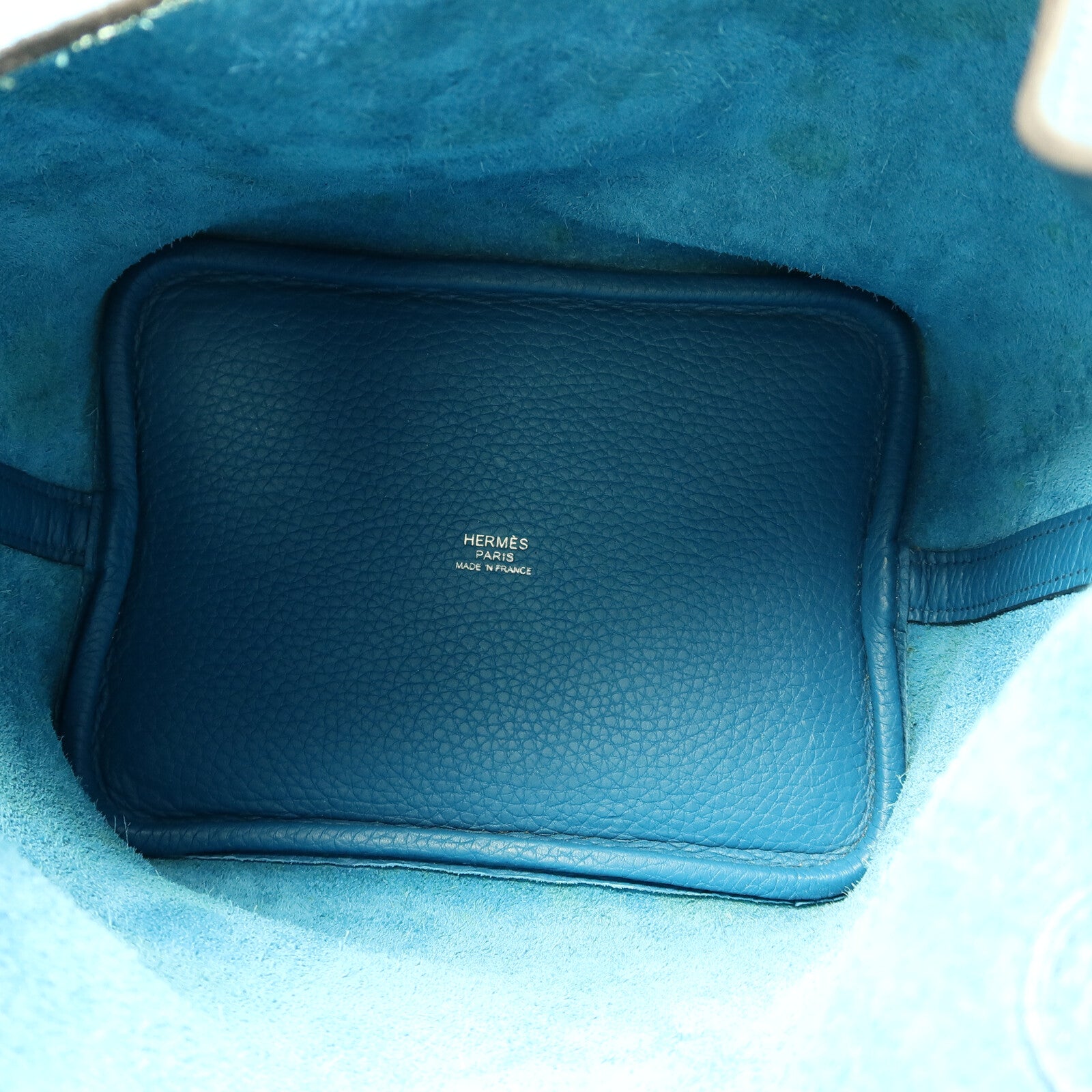 HERMES Clemence皮革Picotin PM手挽袋Blue Colvert
