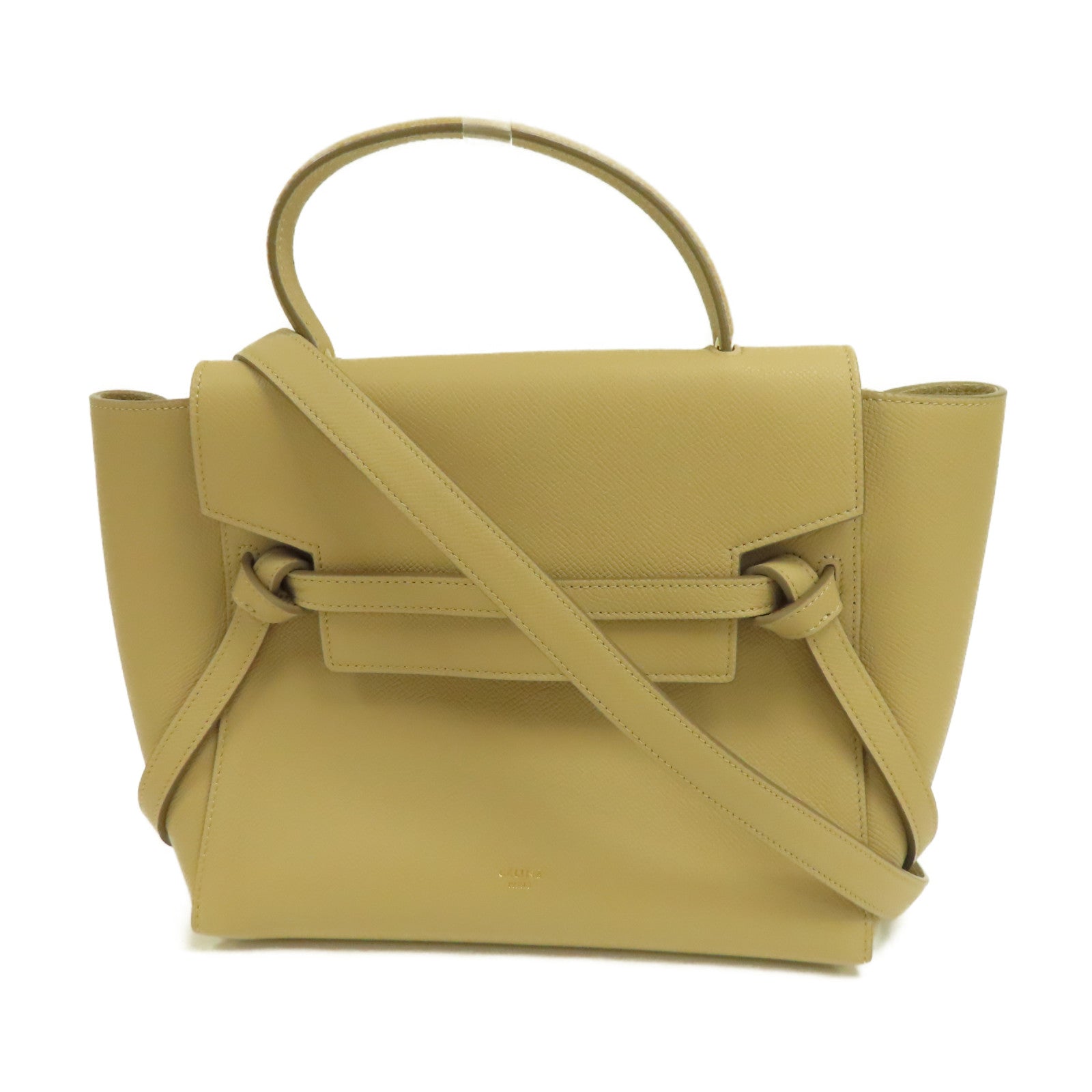 CELINE 牛皮皮革Micro Belt Bag金扣手挽肩背兩用袋米色
