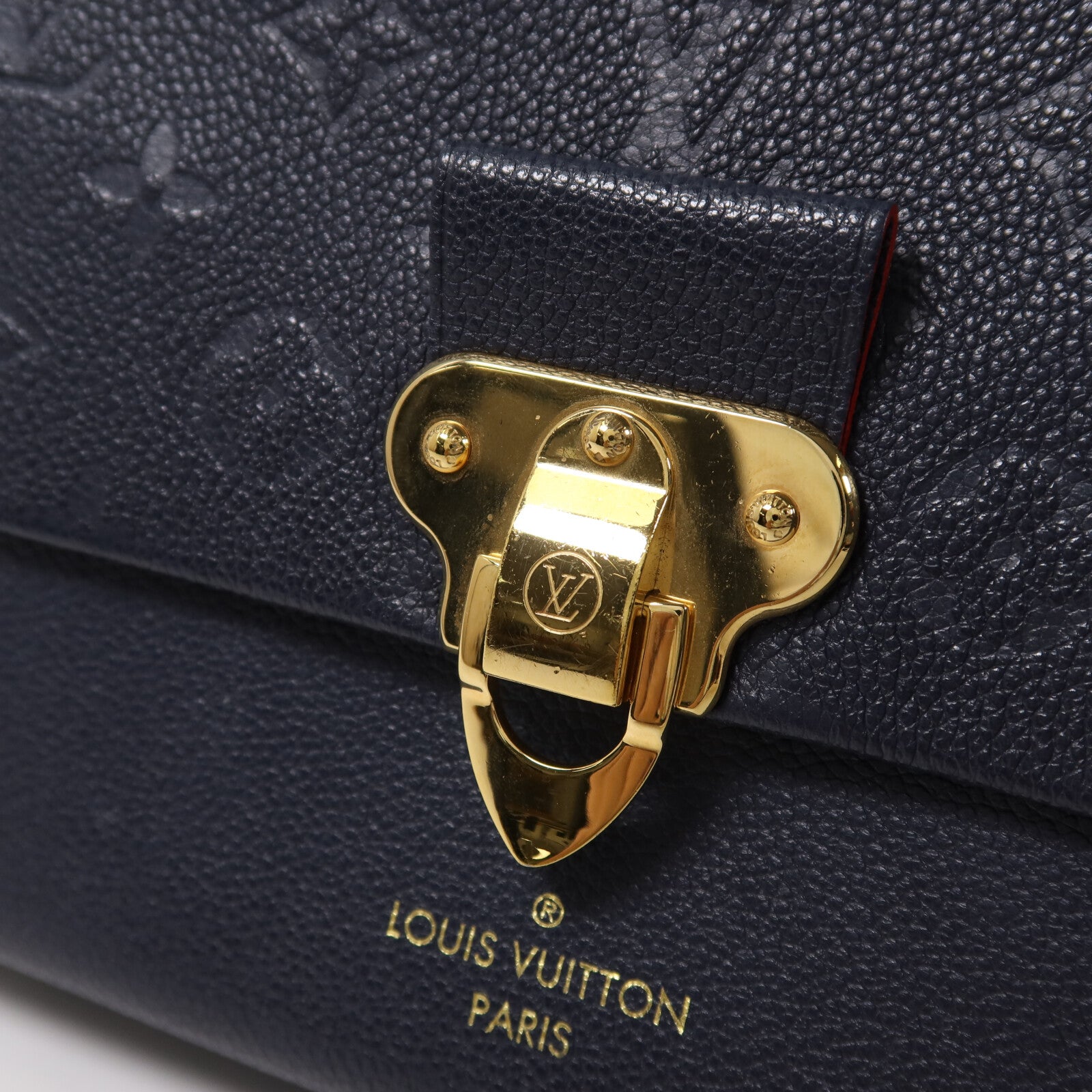 LOUIS VUITTON Monogram Empreinte Vavin PM鏈帶肩背袋深藍色