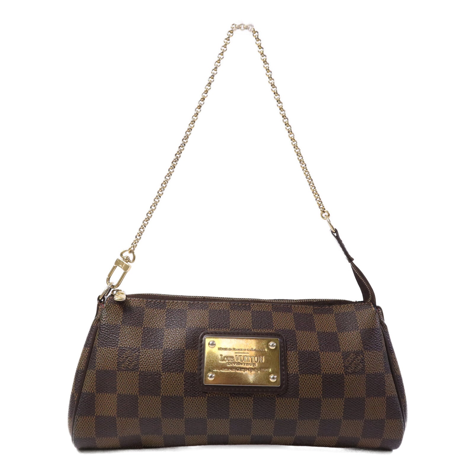 LOUIS VUITTON Damier Eva金扣鏈帶肩背袋