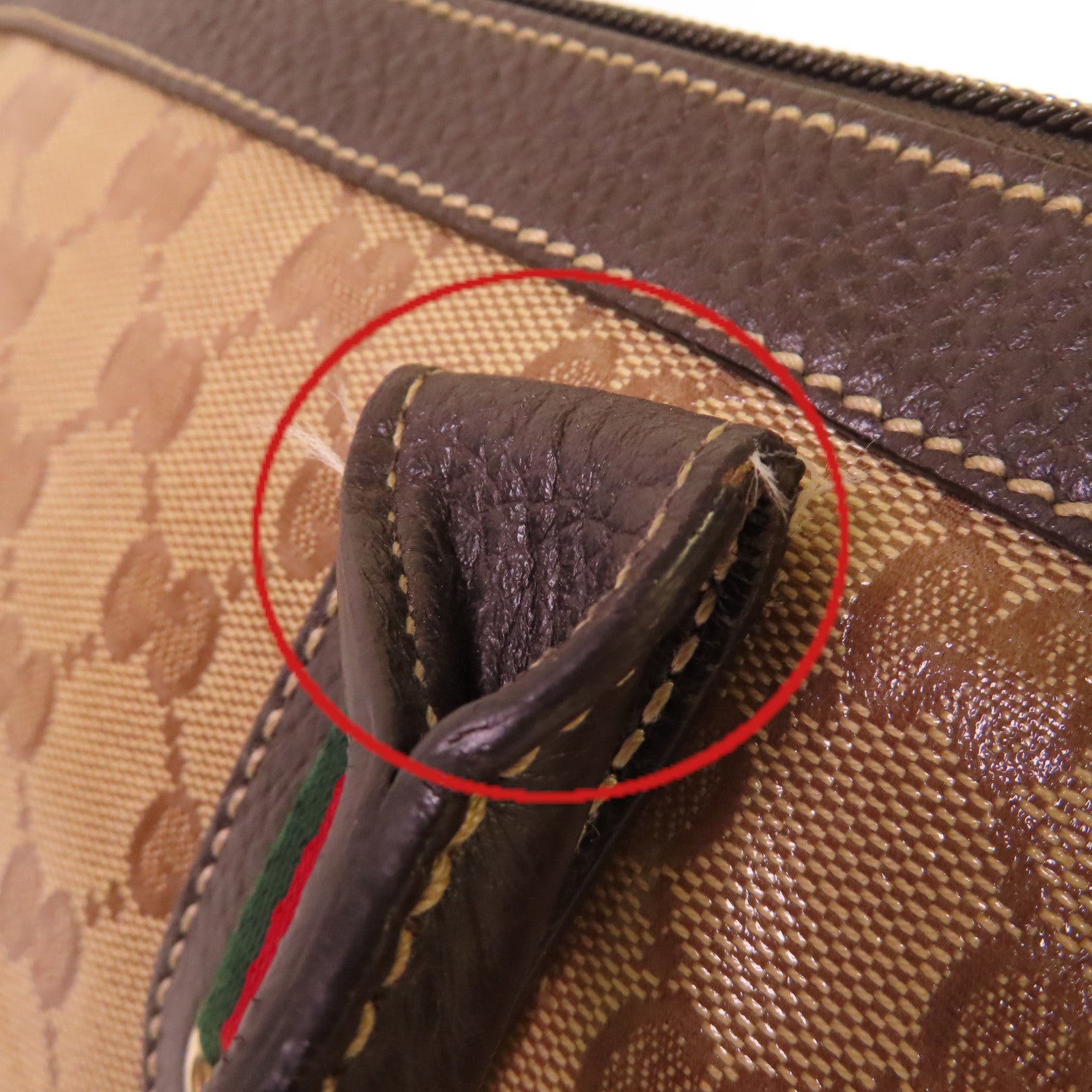 GUCCI 【激減優惠】塗層帆布Shoulder Bag金扣肩背袋啡色