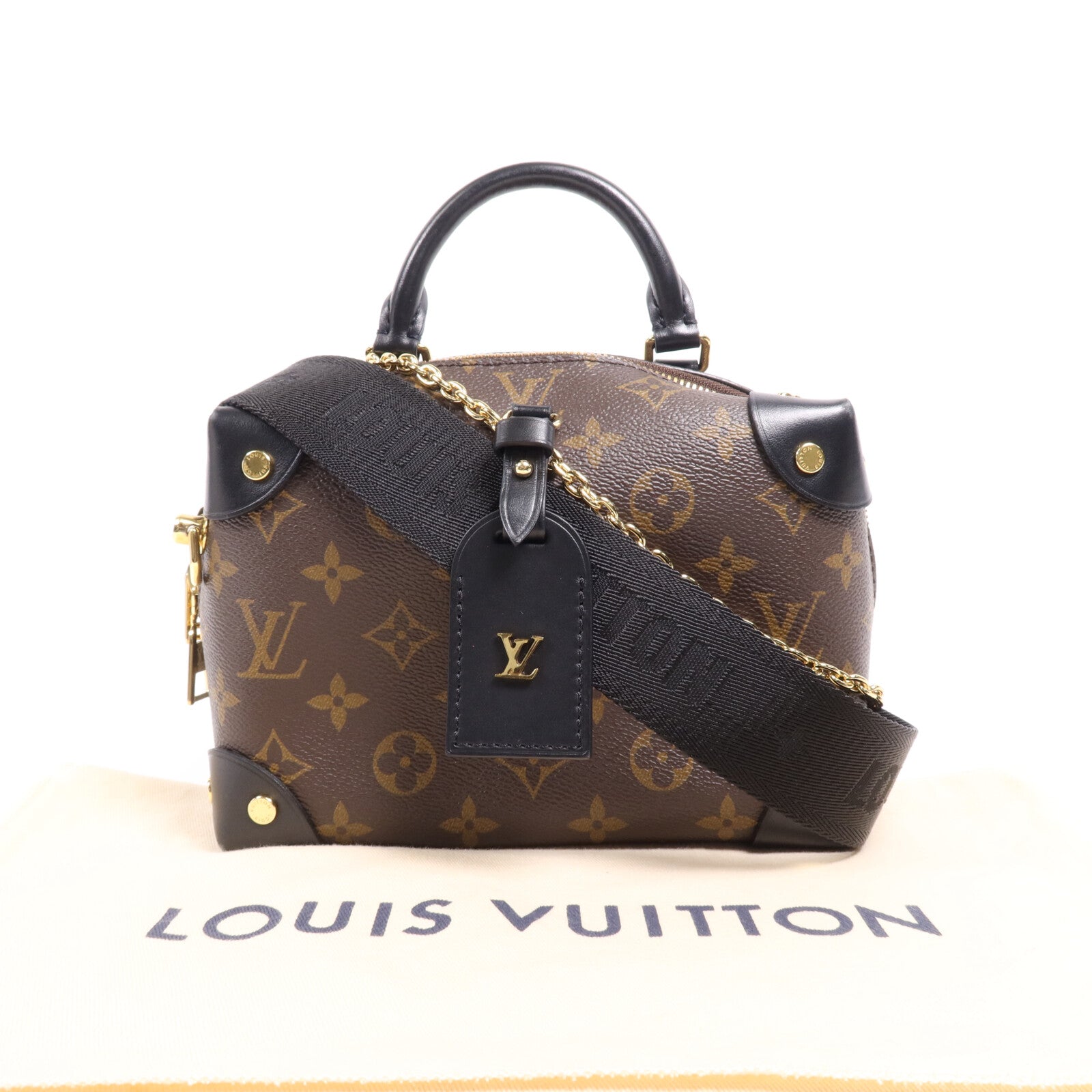 LOUIS VUITTON Monogram Petite Malle Souple金扣手挽肩背兩用袋