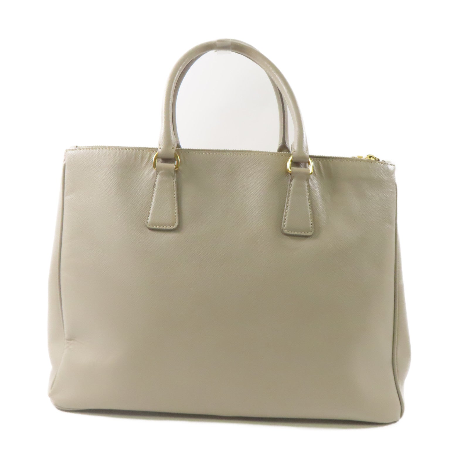PRADA 牛皮皮革Saffiano Lux金扣手挽袋灰色