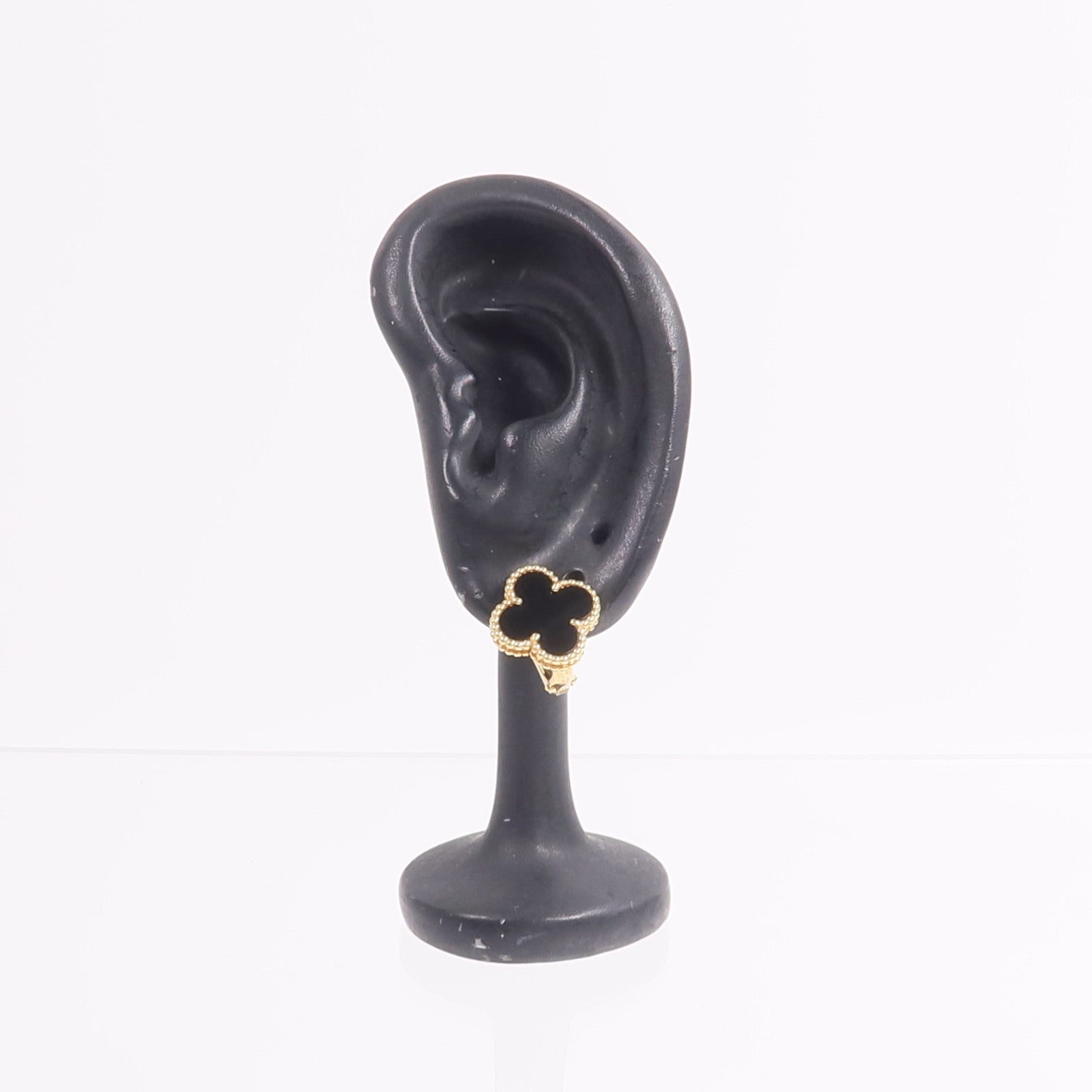 Van Cleef & Arpels 18K黃金Vintage Alhambra Earrings縞瑪瑙耳環