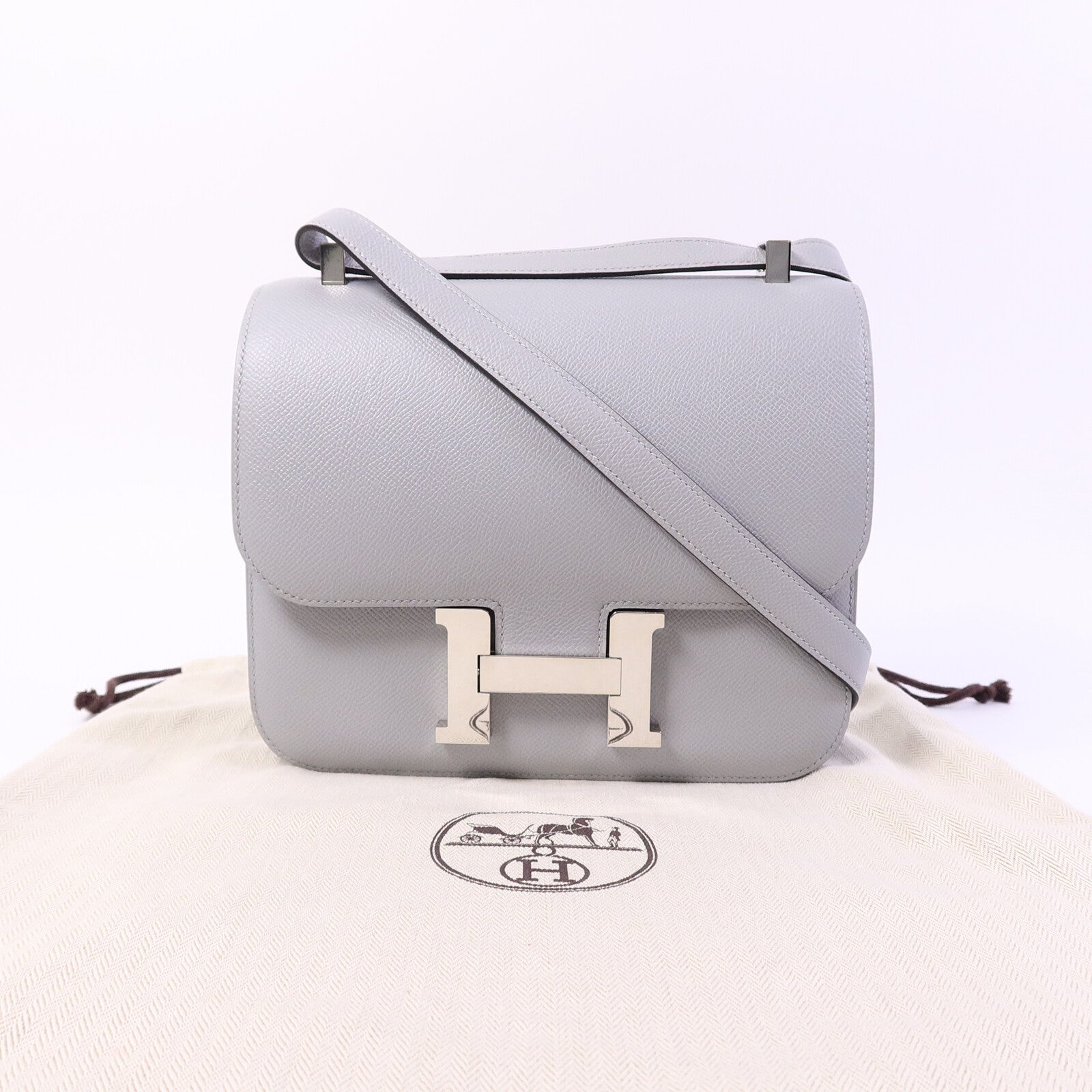 HERMES Epsom皮革Constance 24肩背袋Gris Mouette