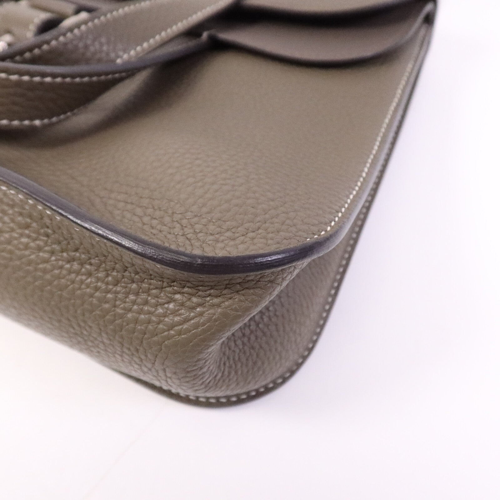 HERMES Swift/Clemence皮革Halzan 31銀扣手挽肩背兩用袋Etain