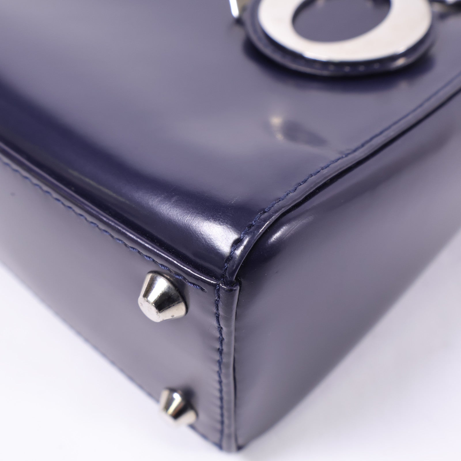 Dior 牛皮皮革Mini Lady Dior銀扣手挽肩背兩用袋