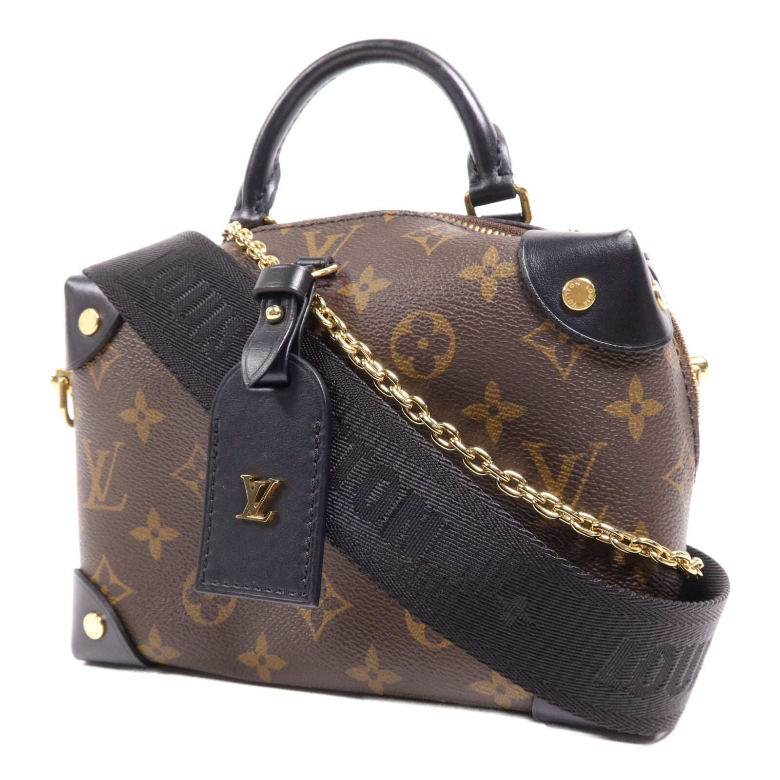 LOUIS VUITTON Monogram Petite Malle Souple金扣手挽肩背兩用袋