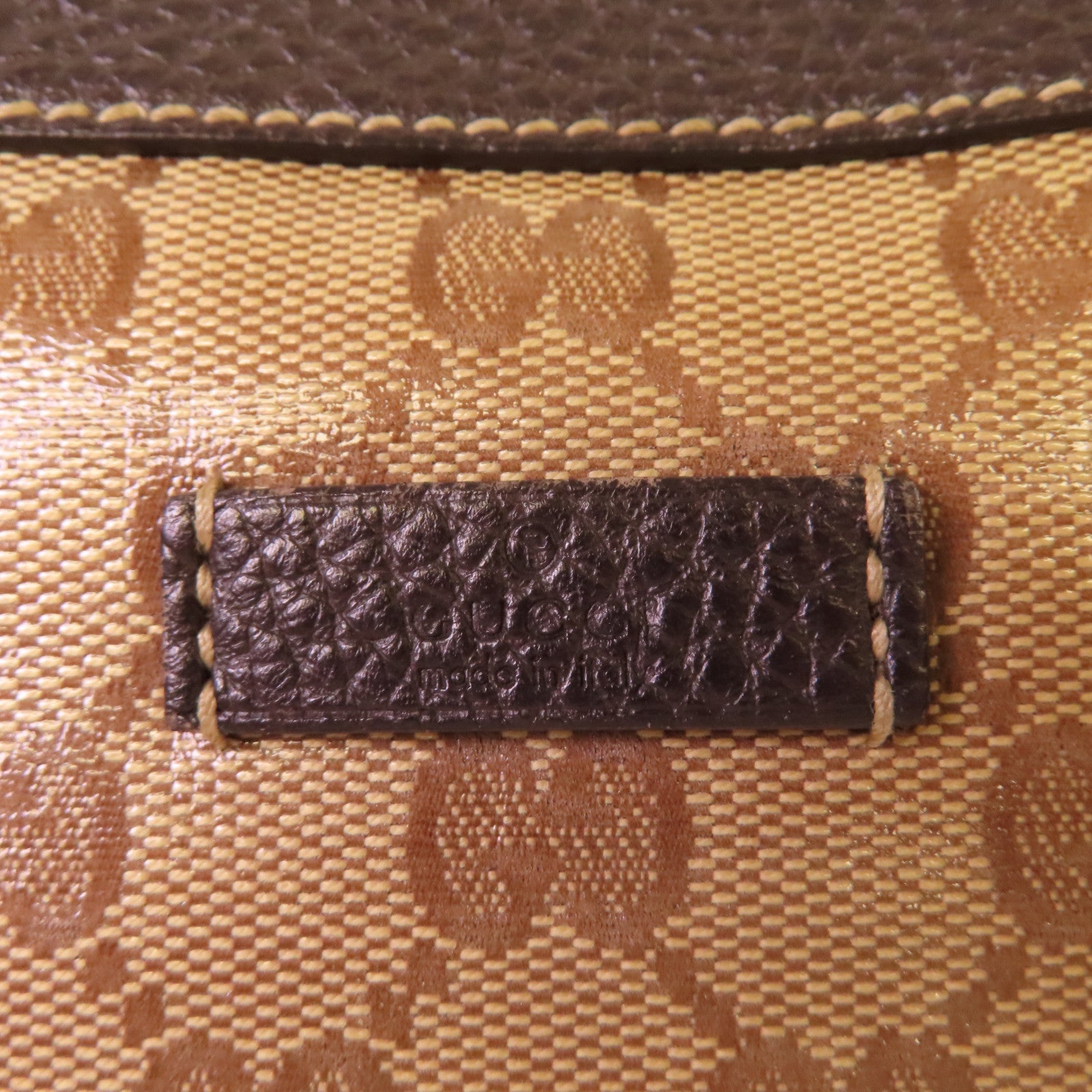 GUCCI 【激減優惠】塗層帆布Shoulder Bag金扣肩背袋啡色
