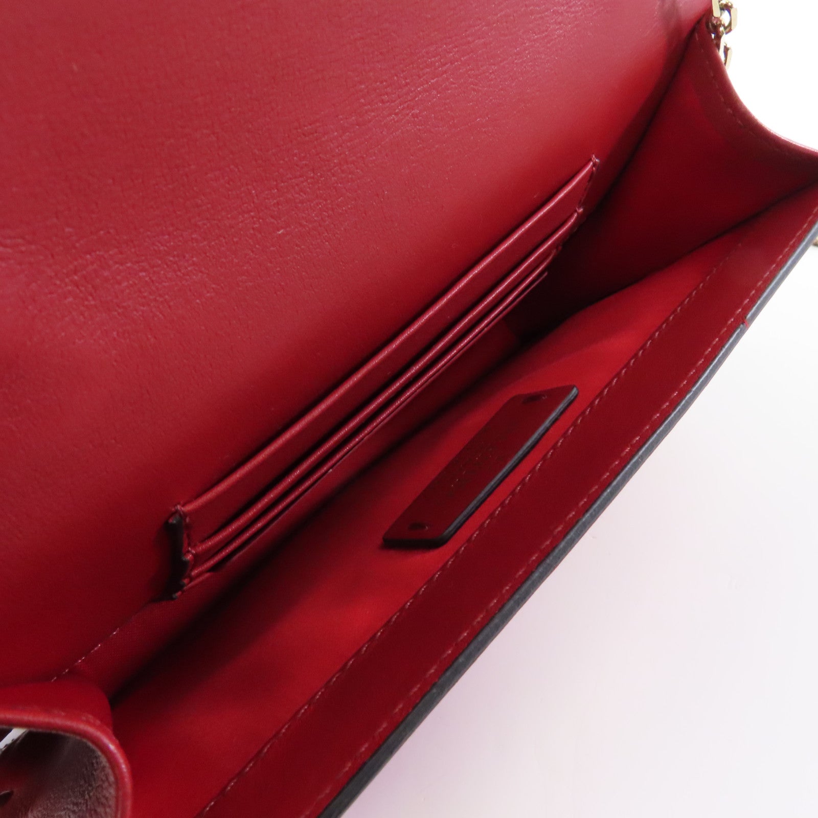 Valentino 牛皮皮革Chain Shoulder Bag金扣鏈帶肩背袋紅色