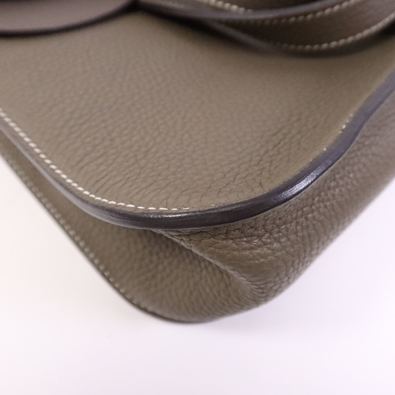 HERMES Swift/Clemence皮革Halzan 31銀扣手挽肩背兩用袋Etain