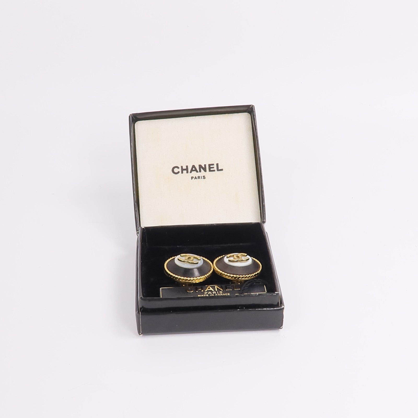 CHANEL 金屬/Wood Vintage Clip-On Earrings耳夾
