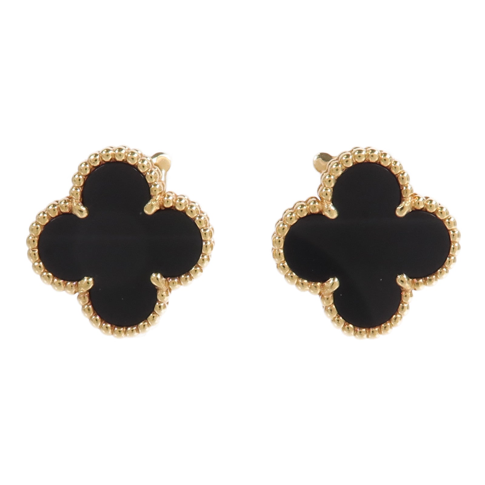 Van Cleef & Arpels 18K黃金Vintage Alhambra Earrings縞瑪瑙耳環