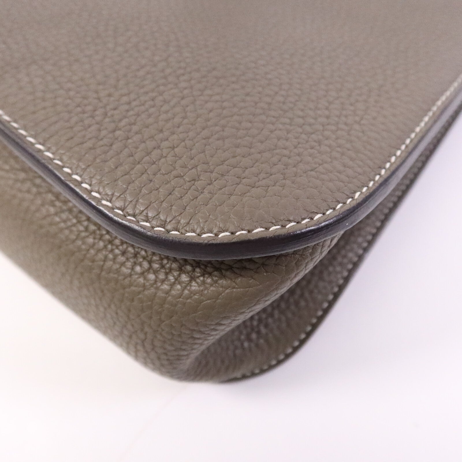 HERMES Swift/Clemence皮革Halzan 31銀扣手挽肩背兩用袋Etain