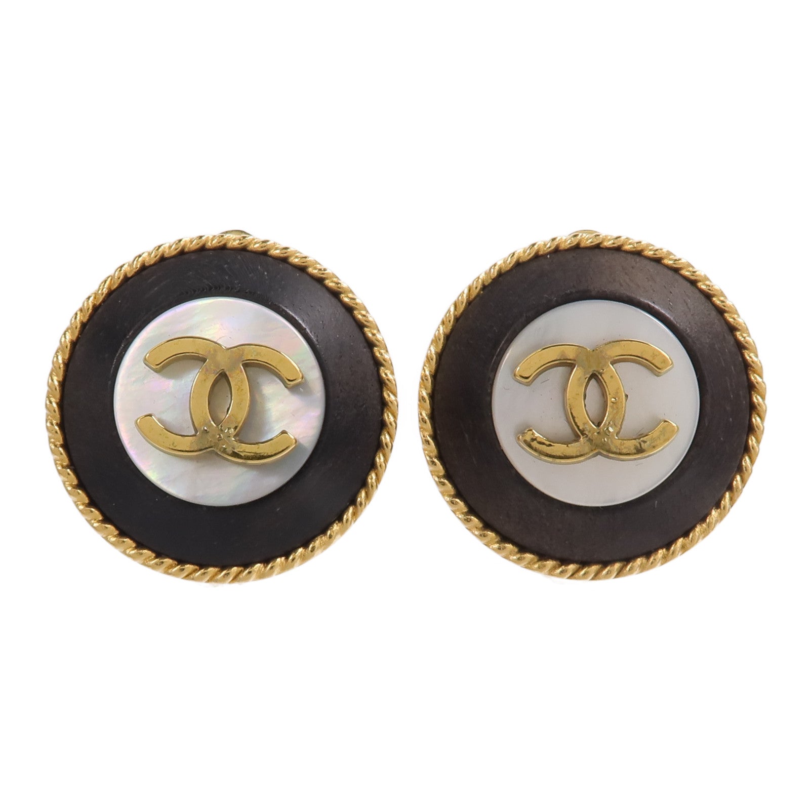 CHANEL 金屬/Wood Vintage Clip-On Earrings耳夾