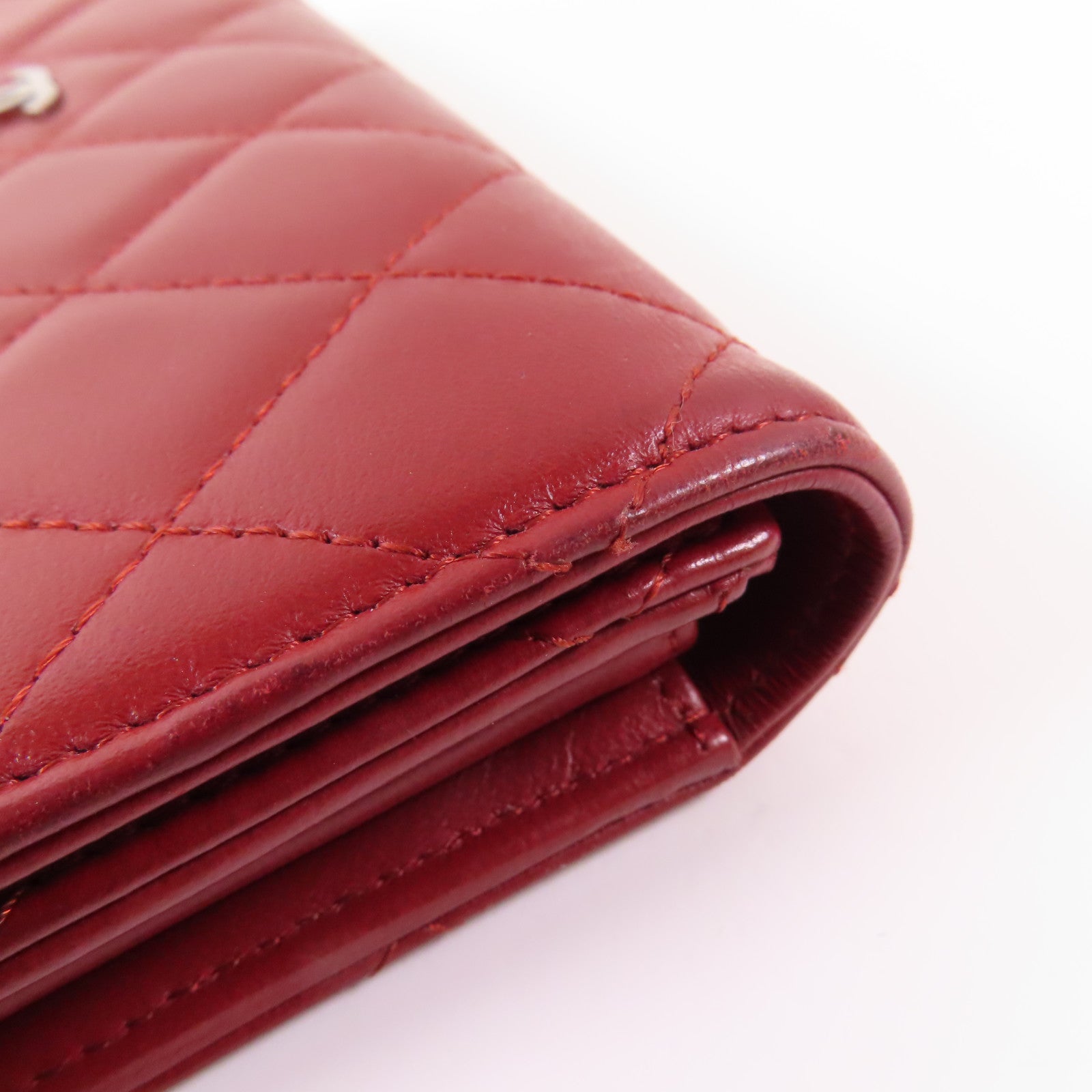 CHANEL 羊皮皮革Long Wallet銀扣長錢包