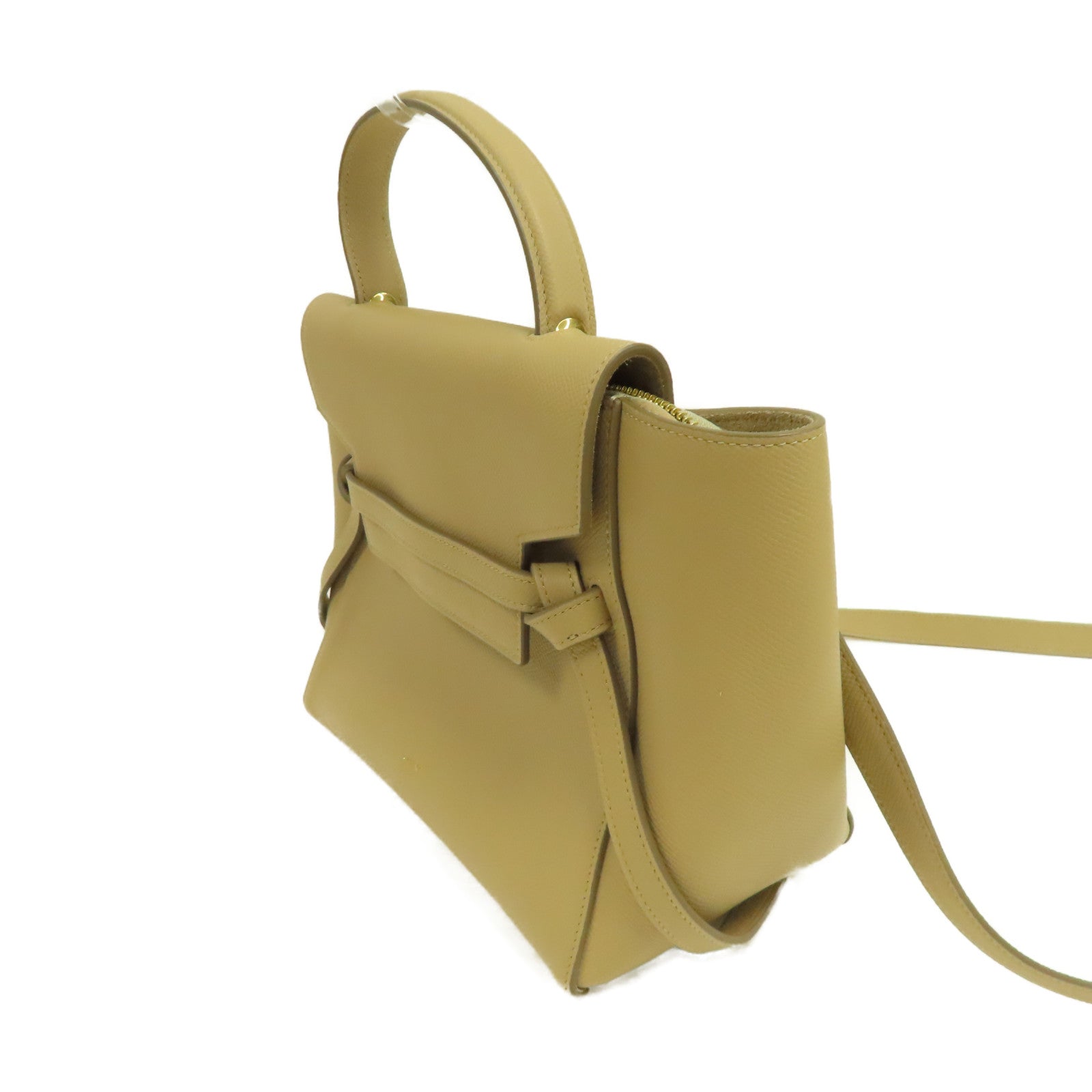 CELINE 牛皮皮革Micro Belt Bag金扣手挽肩背兩用袋米色