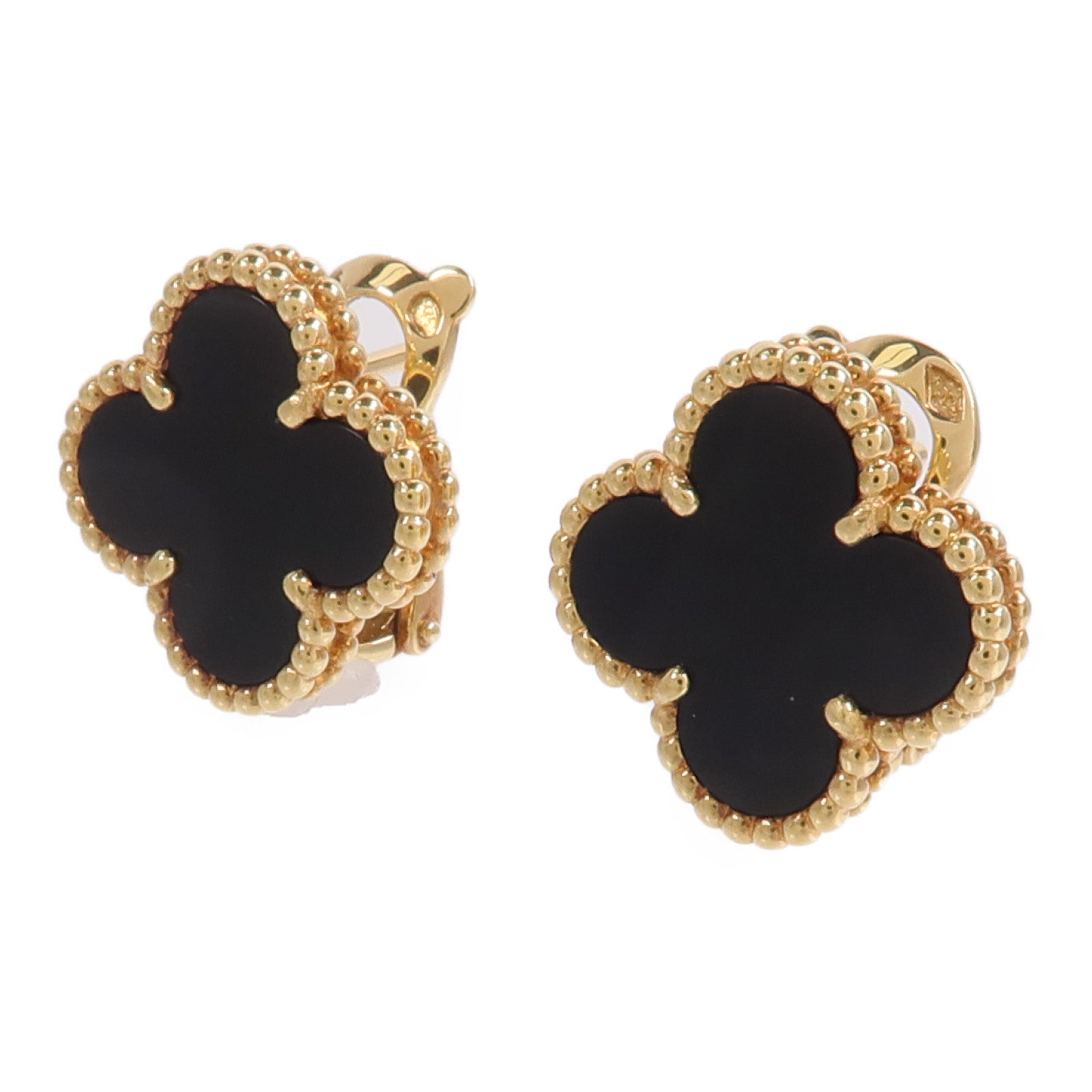 Van Cleef & Arpels 18K黃金Vintage Alhambra Earrings縞瑪瑙耳環