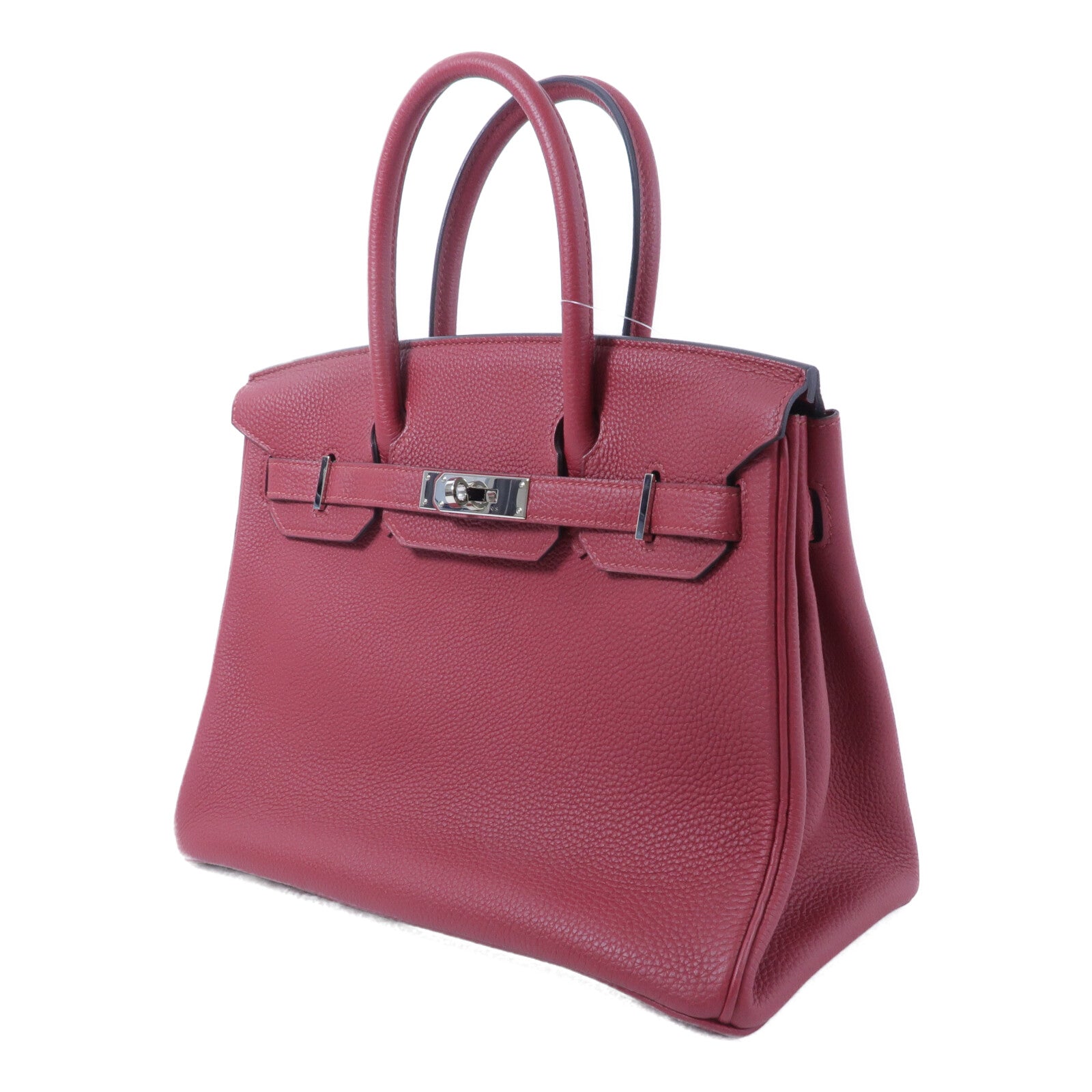 HERMES Clemence皮革Birkin 30手挽袋Rouge Gernat