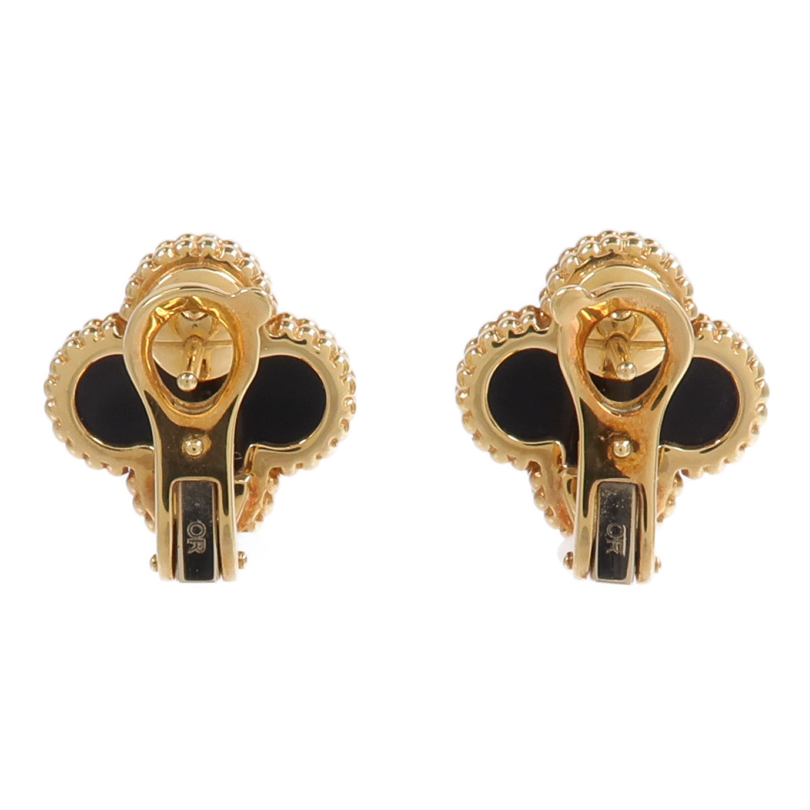 Van Cleef & Arpels 18K黃金Vintage Alhambra Earrings縞瑪瑙耳環