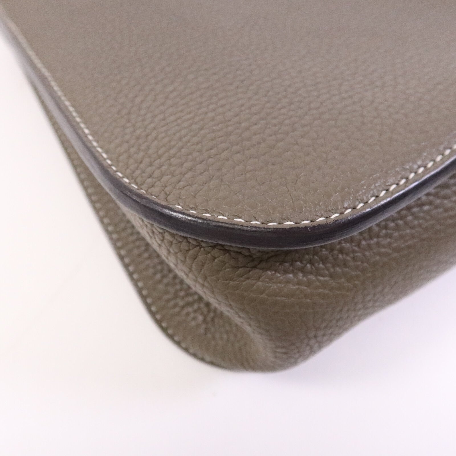 HERMES Swift/Clemence皮革Halzan 31銀扣手挽肩背兩用袋Etain