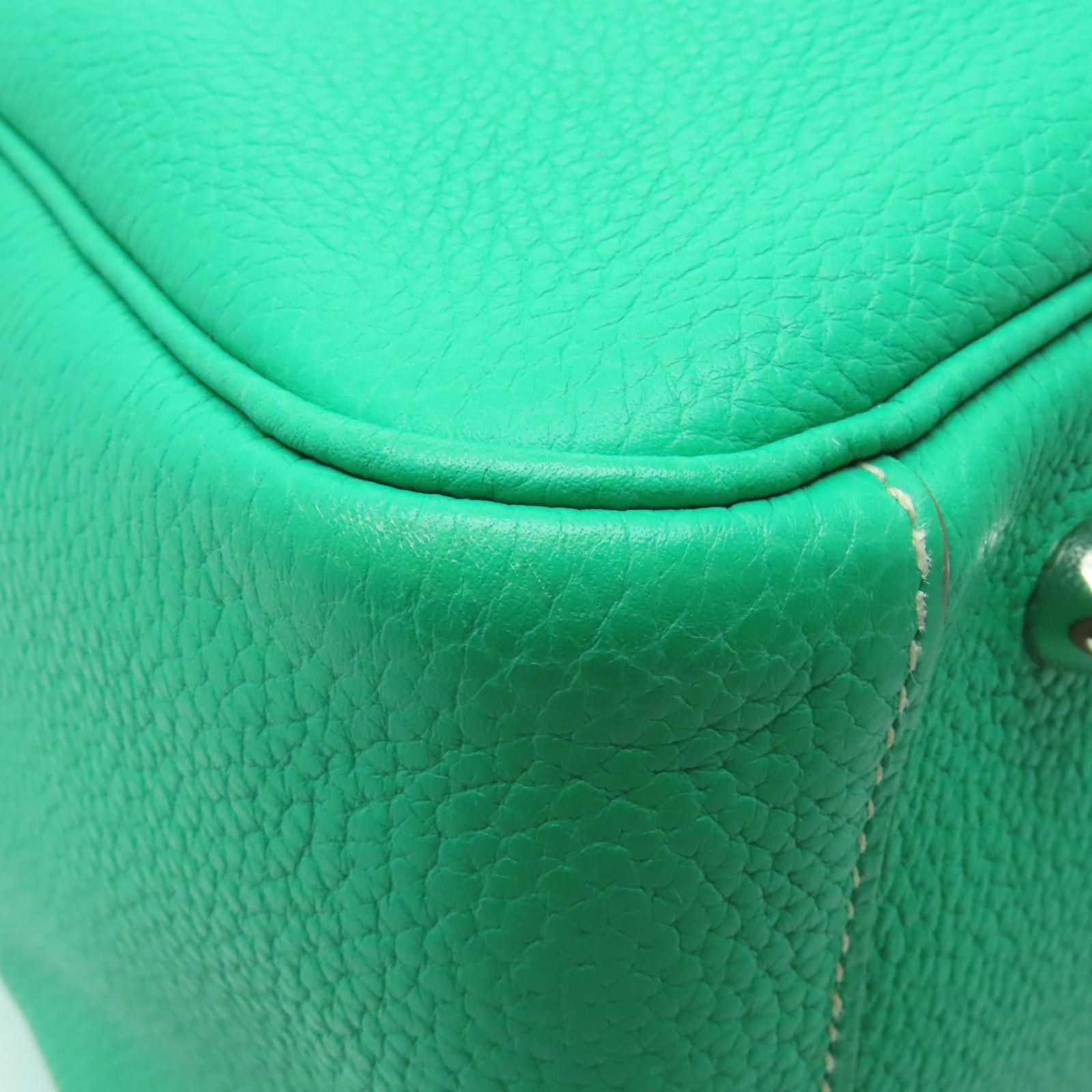 HERMES 【激減優惠】Clemence皮革Lindy 34銀扣手挽肩背兩用袋Menthe/Gris Tourterelle綠色