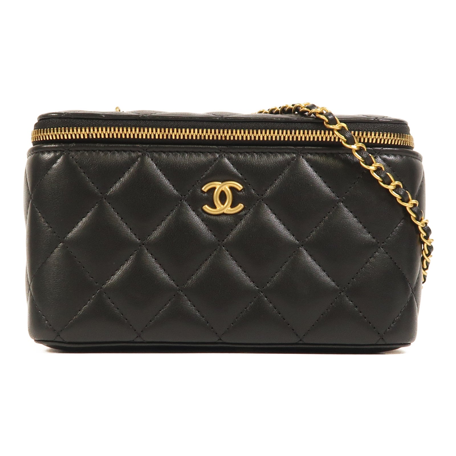 CHANEL 【激減優惠】羊皮皮革Vanity Case金扣鏈帶肩背袋