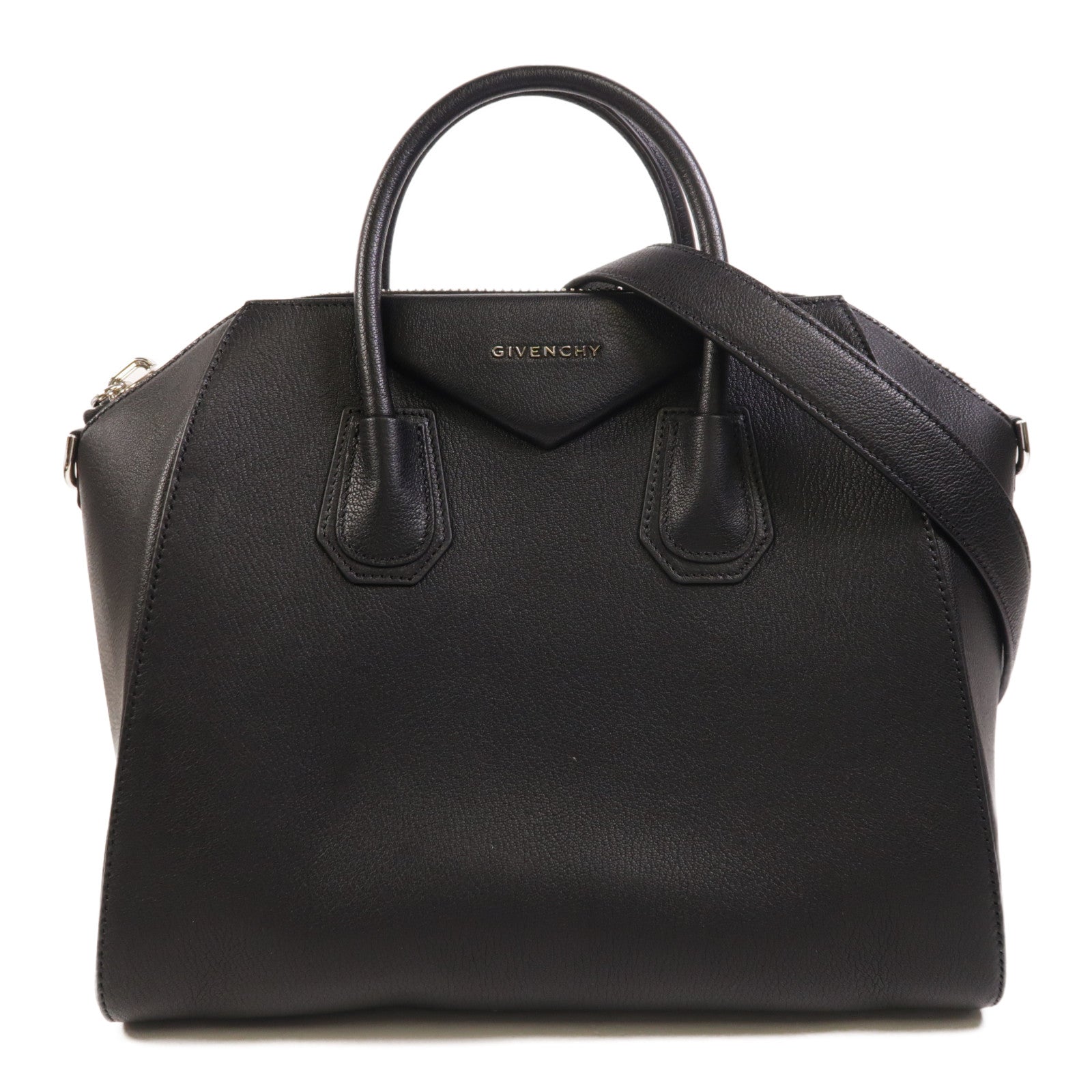 GIVENCHY 牛皮皮革Antigona銀扣手挽肩背兩用袋