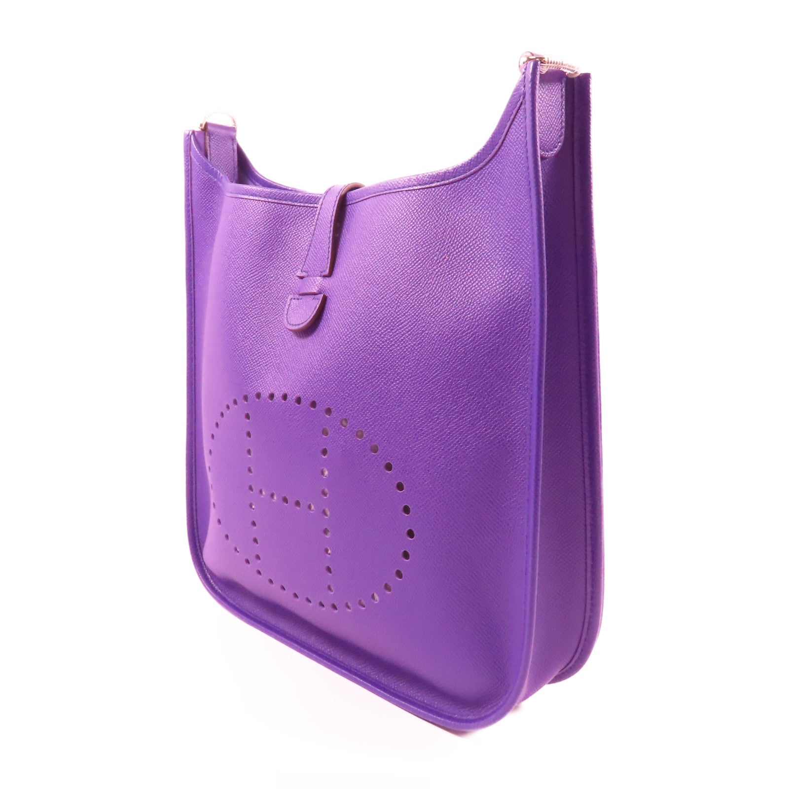 HERMES Epsom皮革Evelyne PM銀扣肩背袋9K Iris