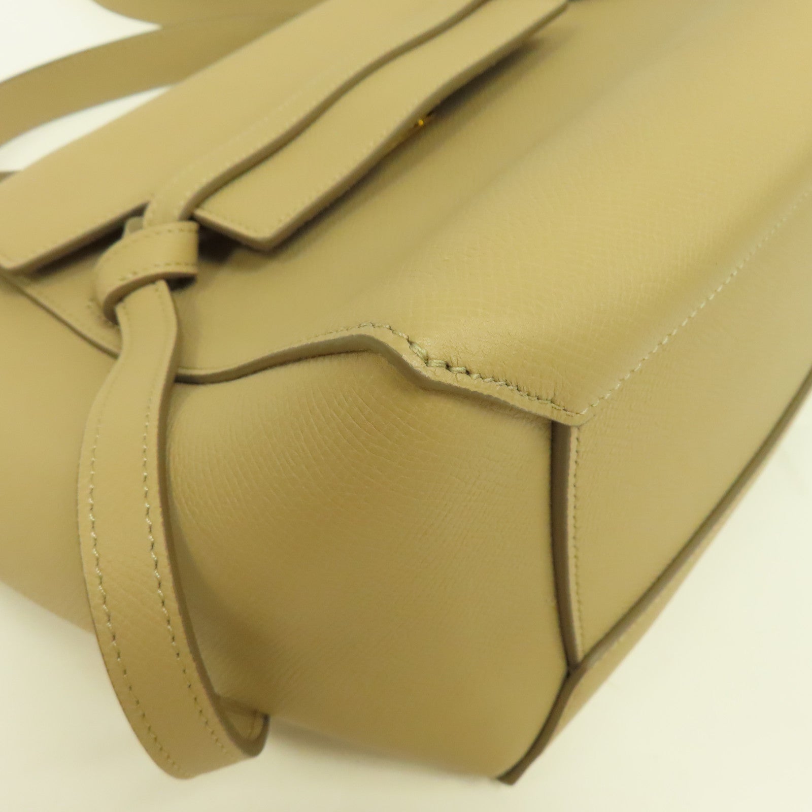 CELINE 牛皮皮革Micro Belt Bag金扣手挽肩背兩用袋米色