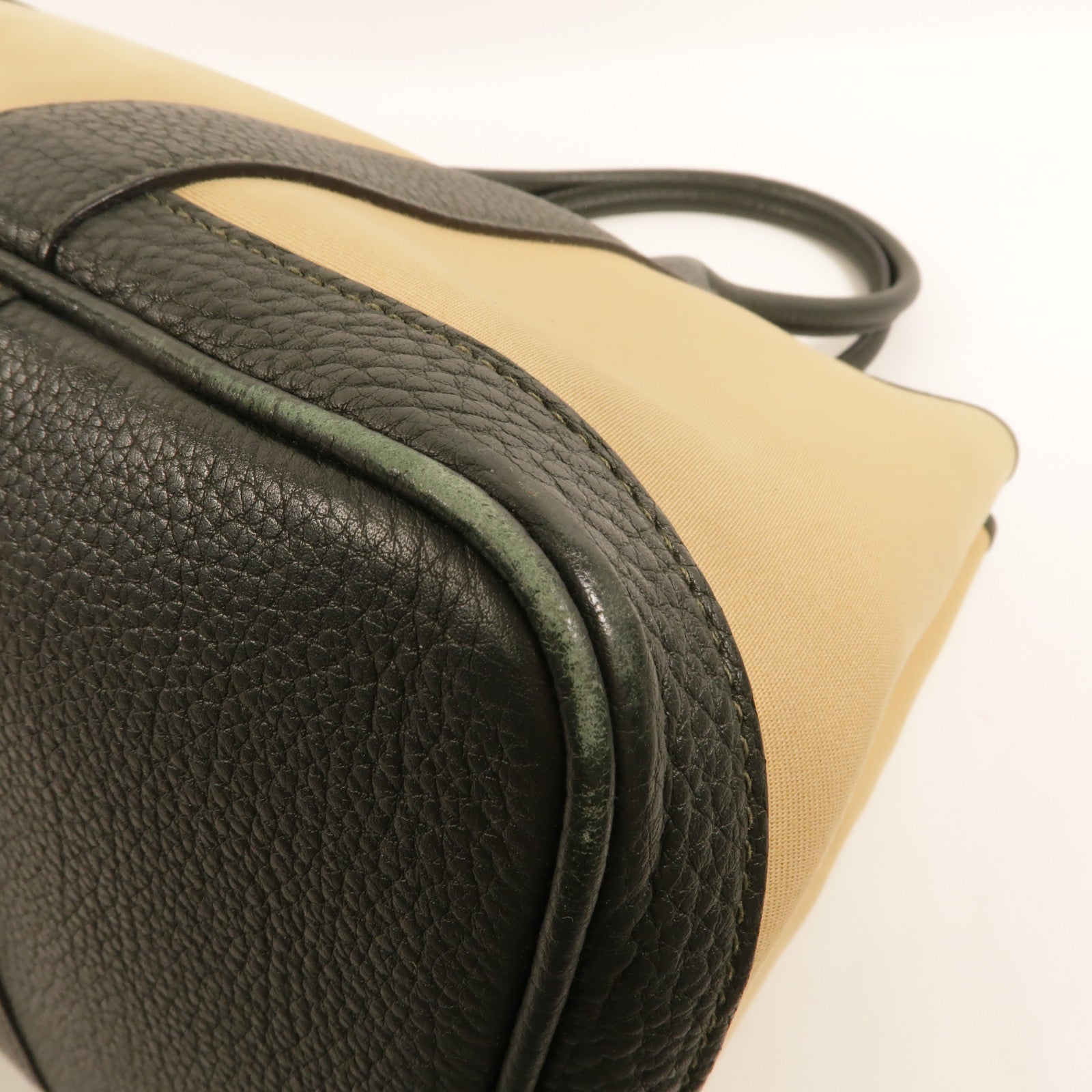 HERMES Toile/Negonda皮革Garden Party PM手挽袋Trench/Vert Fonce