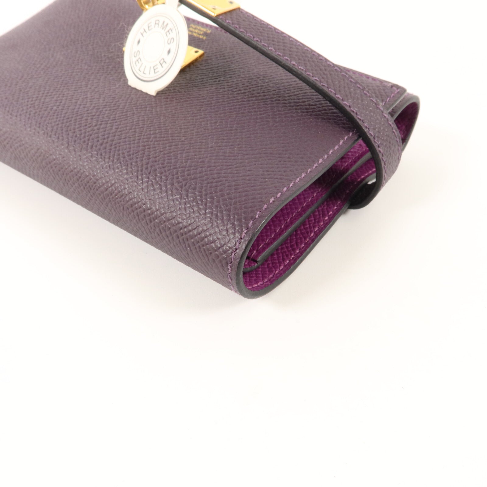 HERMES Epsom皮革Kelly Depliant Medium Wallet錢包Rouge Sellier