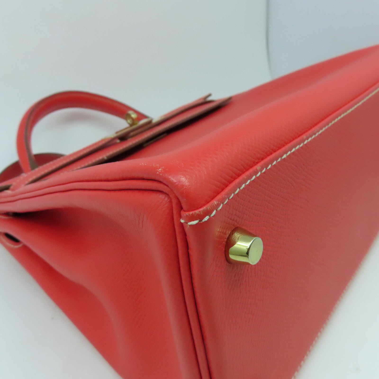 HERMES 【清倉大減價】Epsom皮革Kelly 28金扣手挽肩背兩用袋桃紅色