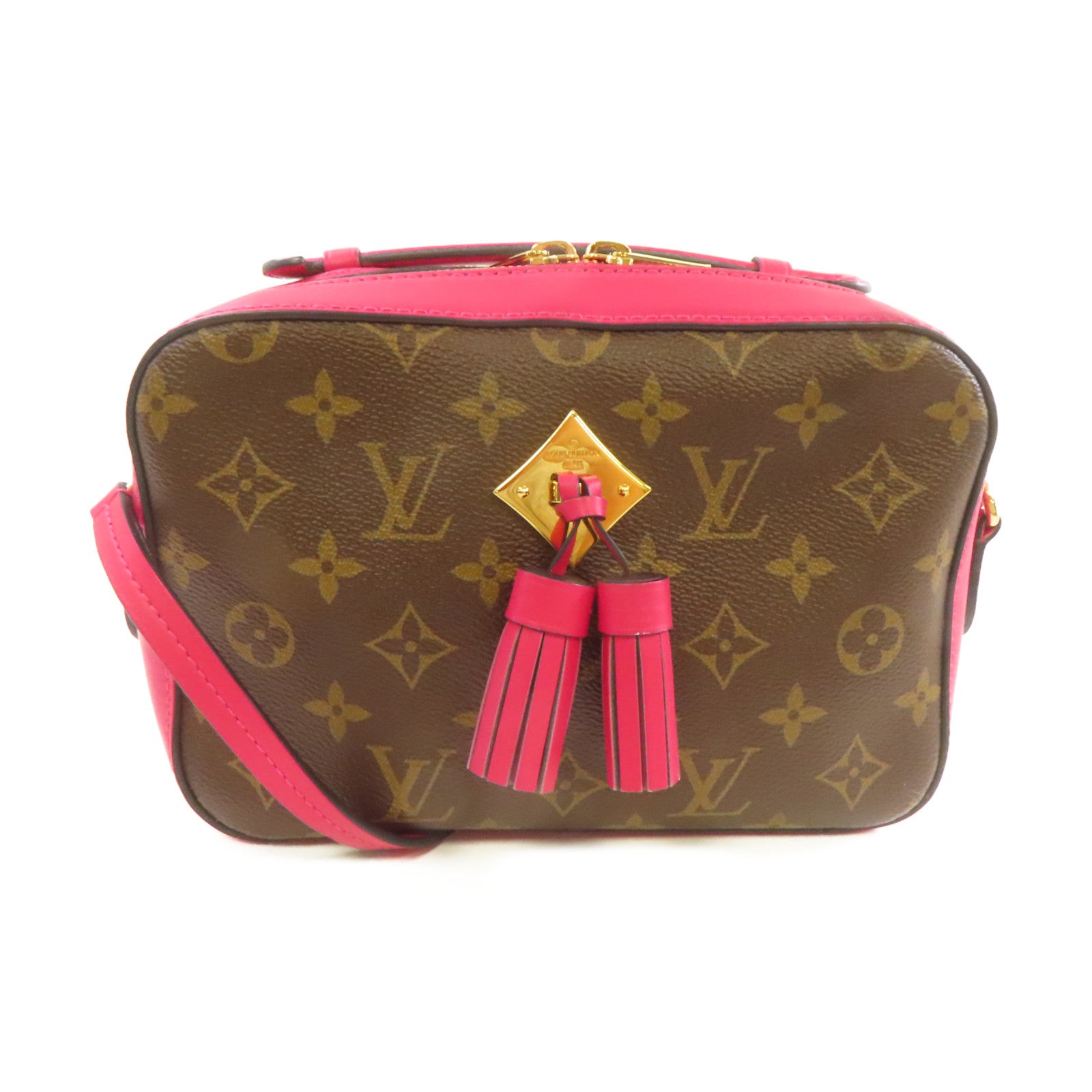 LOUIS VUITTON 【激減優惠】Monogram Saintonge Shoulder Bag金扣肩背袋啡色/酒紅色