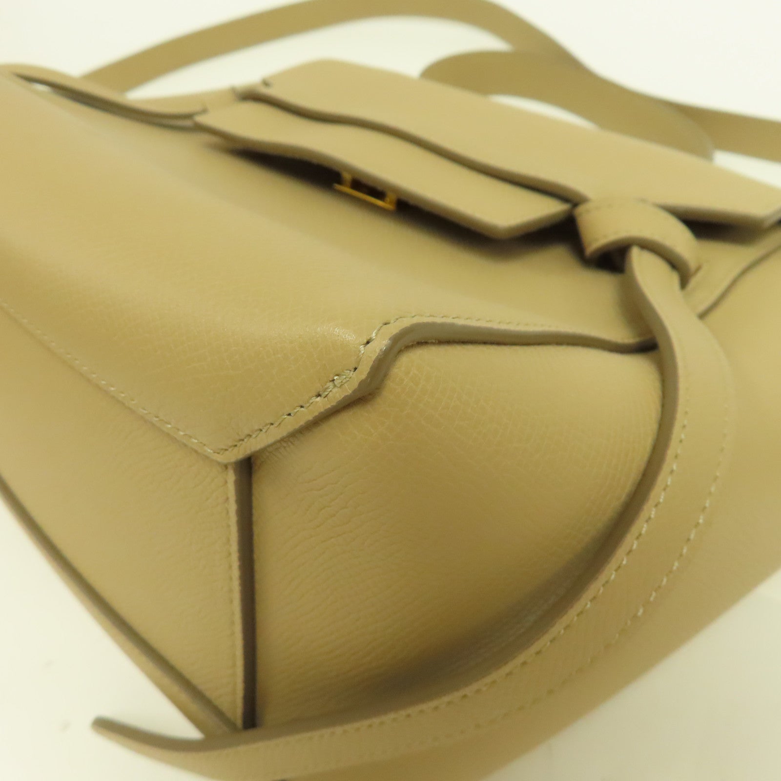 CELINE 牛皮皮革Micro Belt Bag金扣手挽肩背兩用袋米色