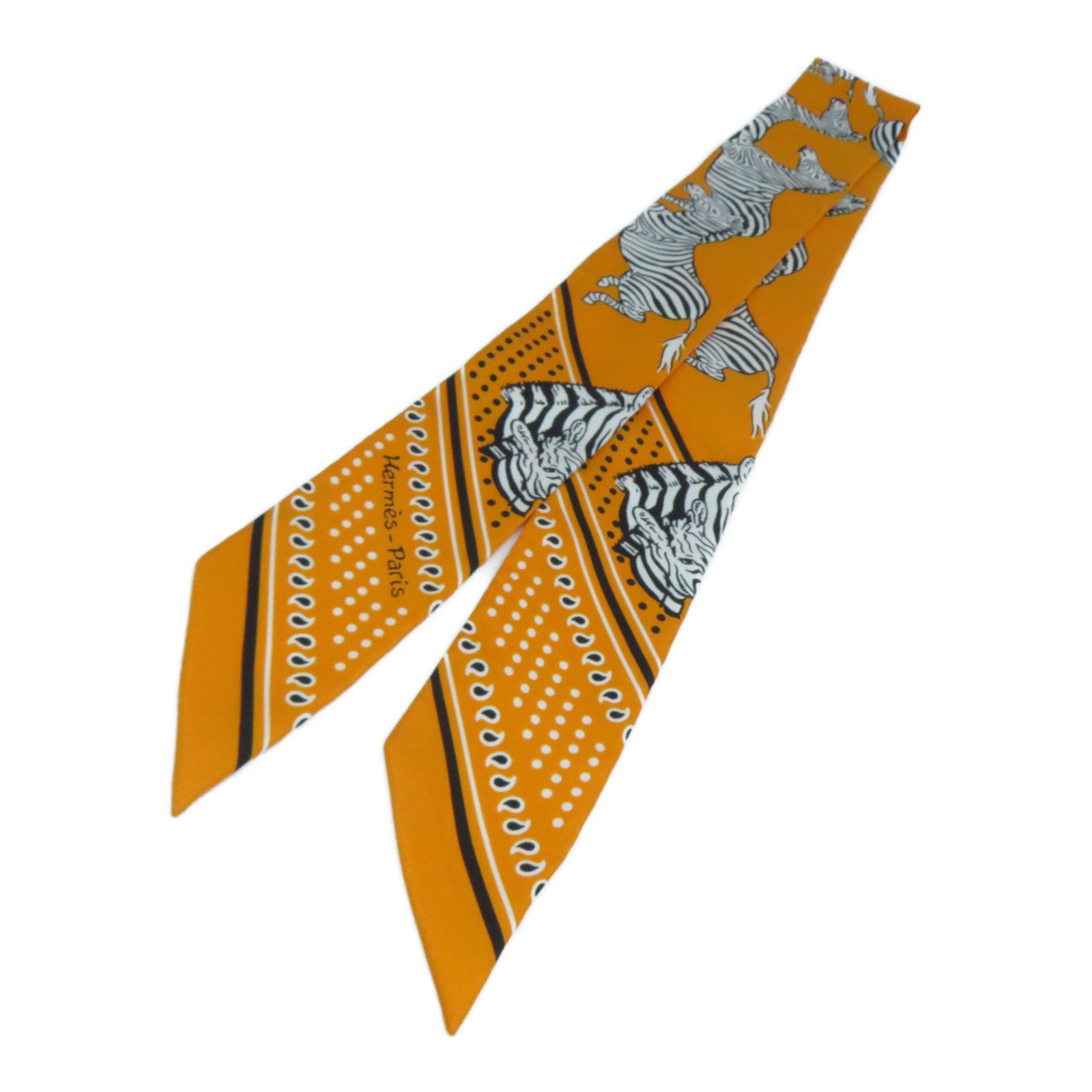 HERMES 【激減優惠】絲質Twilly絲巾橙色