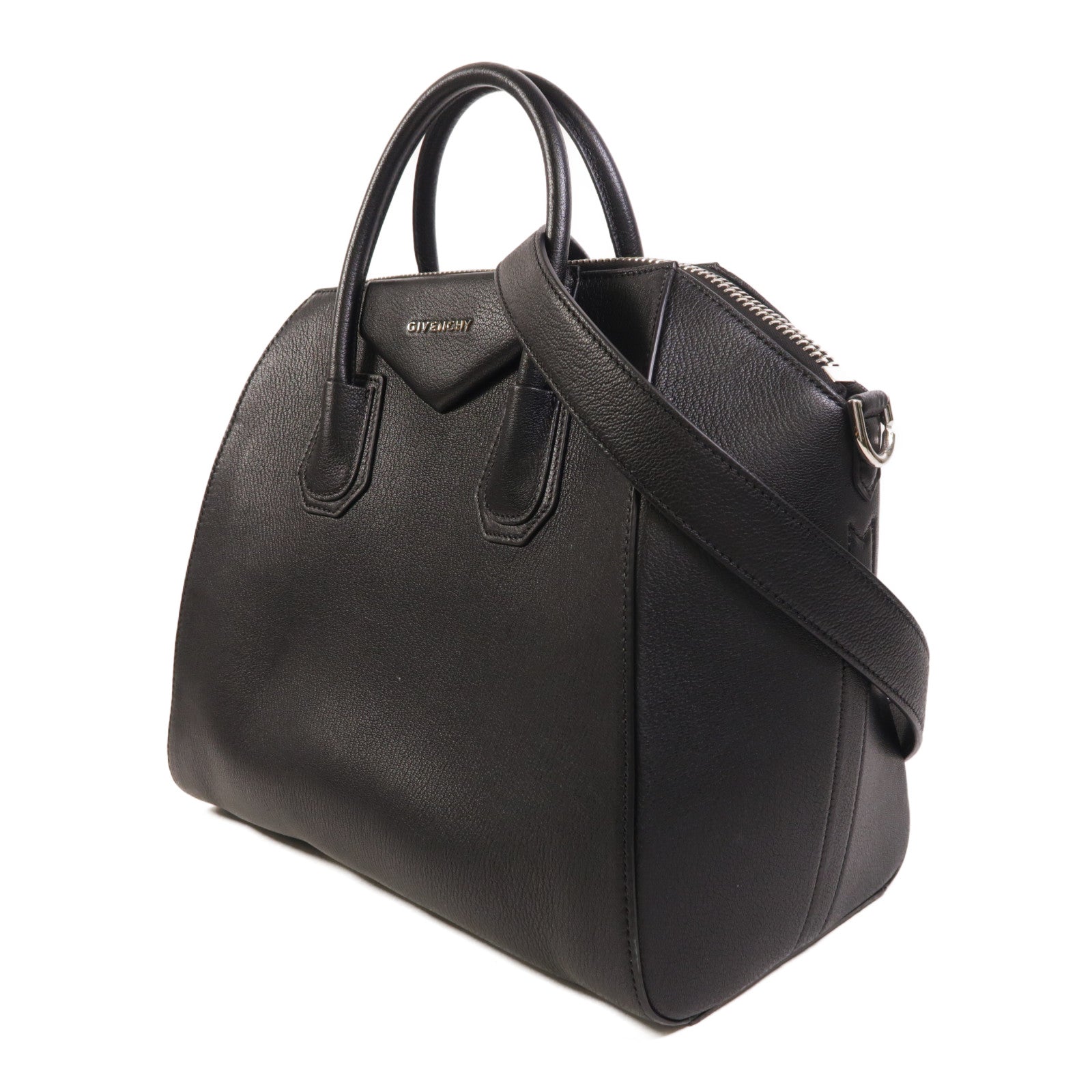 GIVENCHY 牛皮皮革Antigona銀扣手挽肩背兩用袋